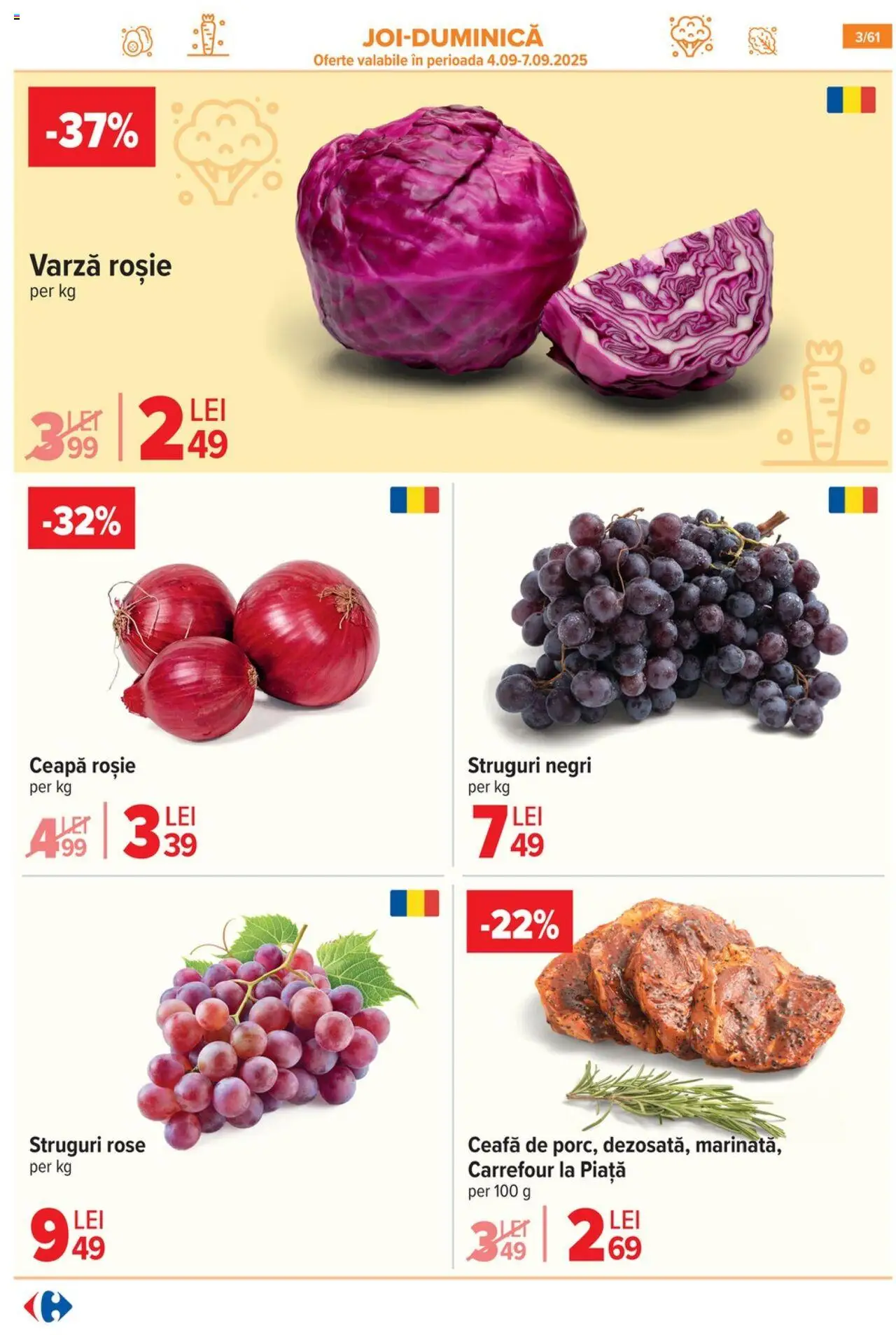 Catalog Carrefour 3 - 15 Septembrie 2025 | Pagina 4 | Produse: Varză, Struguri, Ceapă