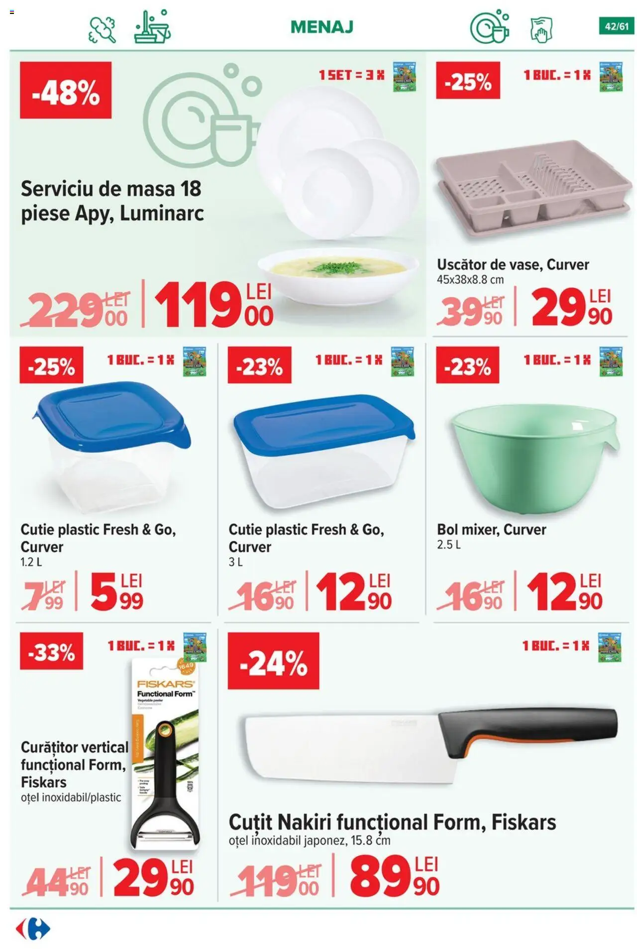 Catalog Carrefour 3 - 15 Septembrie 2025 | Pagina 43 | Produse: Uscător, Bol, Masă, Cuțit