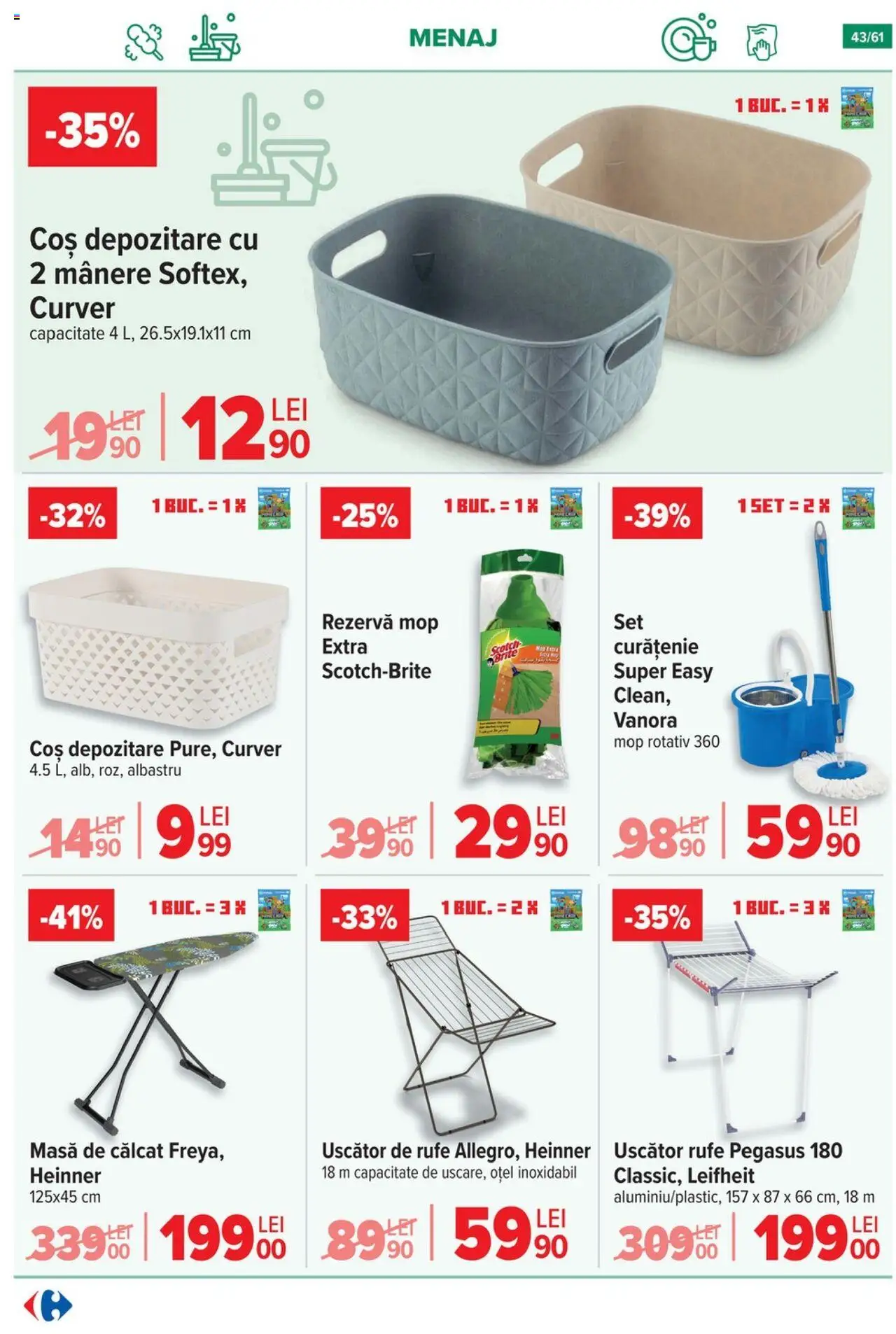 Catalog Carrefour 3 - 15 Septembrie 2025 | Pagina 44 | Produse: Mop, Coș, Uscător rufe, Masă de călcat