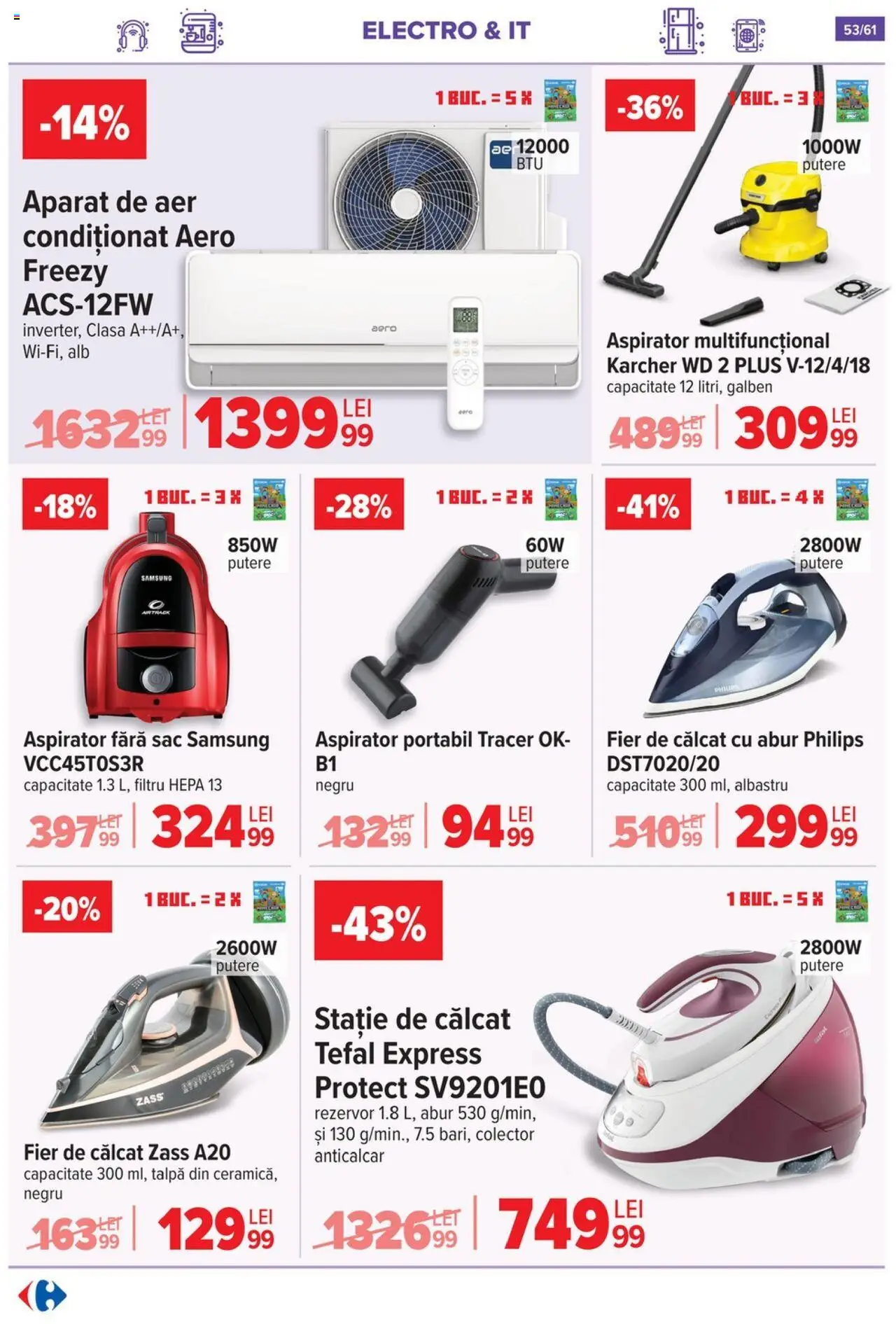 Catalog Carrefour 3 - 15 Septembrie 2025 | Pagina 54 | Produse: Enginar, Fier de călcat, Aer Condiționat, Aspirator