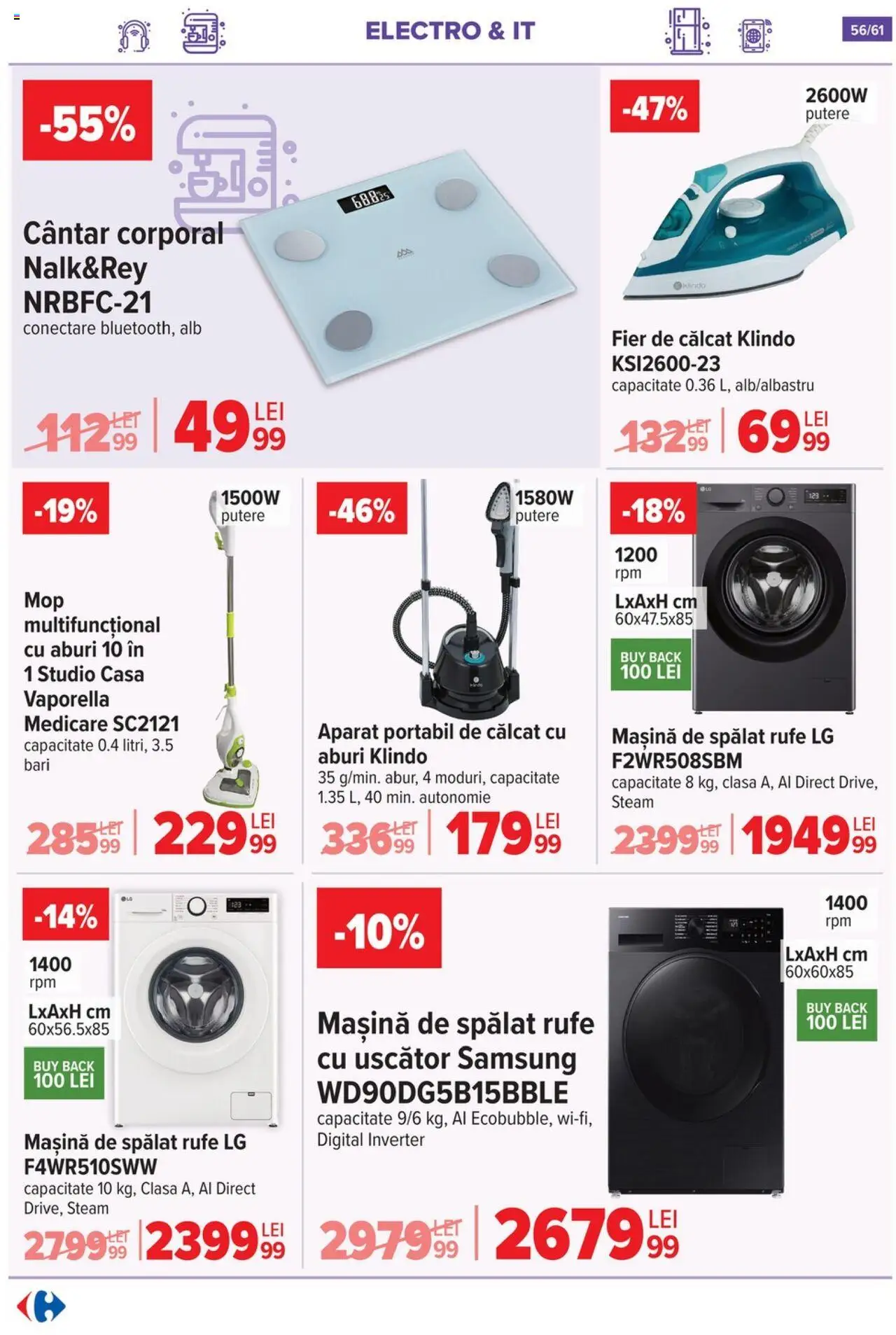 Catalog Carrefour 3 - 15 Septembrie 2025 | Pagina 57 | Produse: Fier de călcat, Mașină De Spălat, Uscător, Cântar