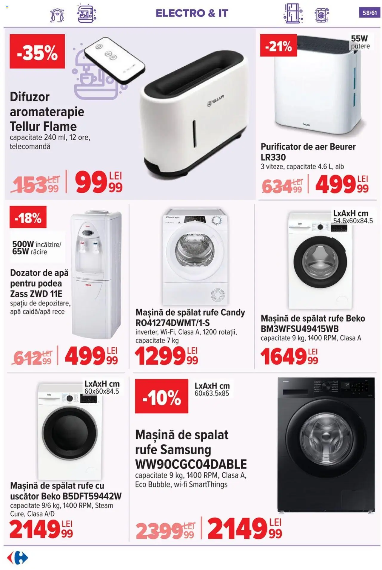 Catalog Carrefour 3 - 15 Septembrie 2025 | Pagina 59 | Produse: Difuzor, Mașină De Spălat, Uscător, Purificator De Aer