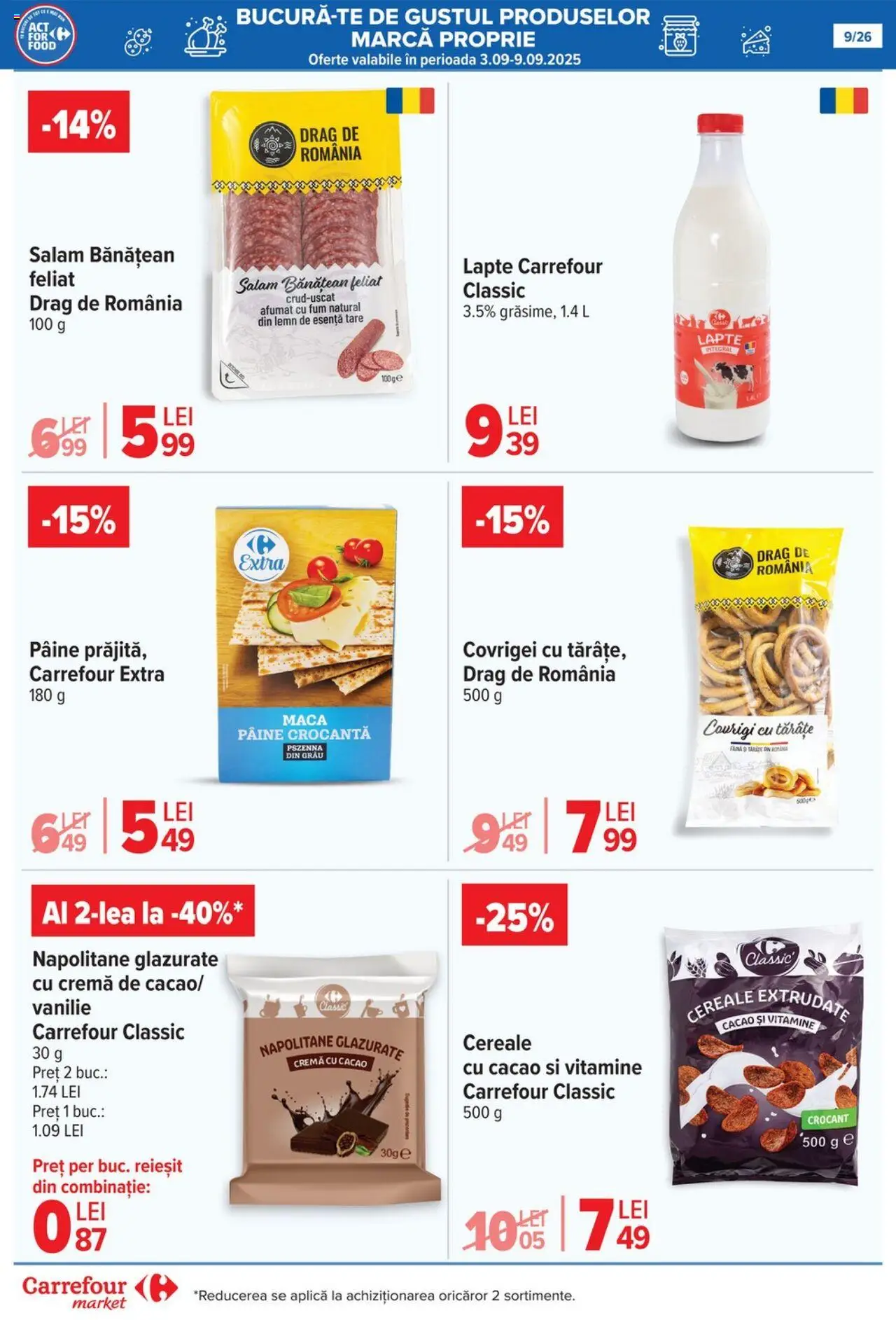 Catalog Carrefour 3 - 15 Septembrie 2025 | Pagina 10 | Produse: Napolitane, Salam, Făină, Cereale