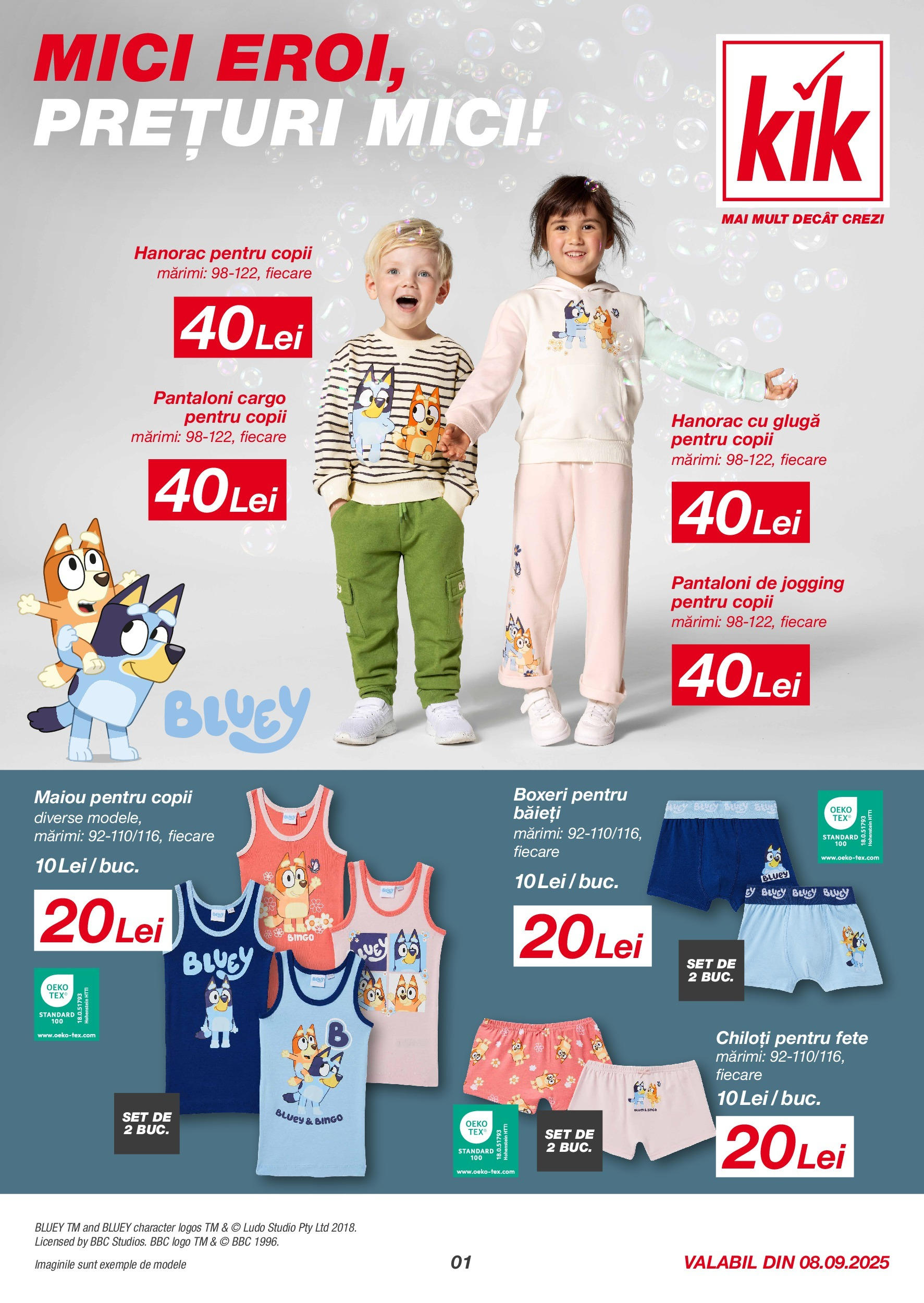 Catalog Kik 8 - 27 Septembrie 2025 | Pagina 1 | Produse: Mici, Hanorac cu glugă, Pantaloni, Chiloți