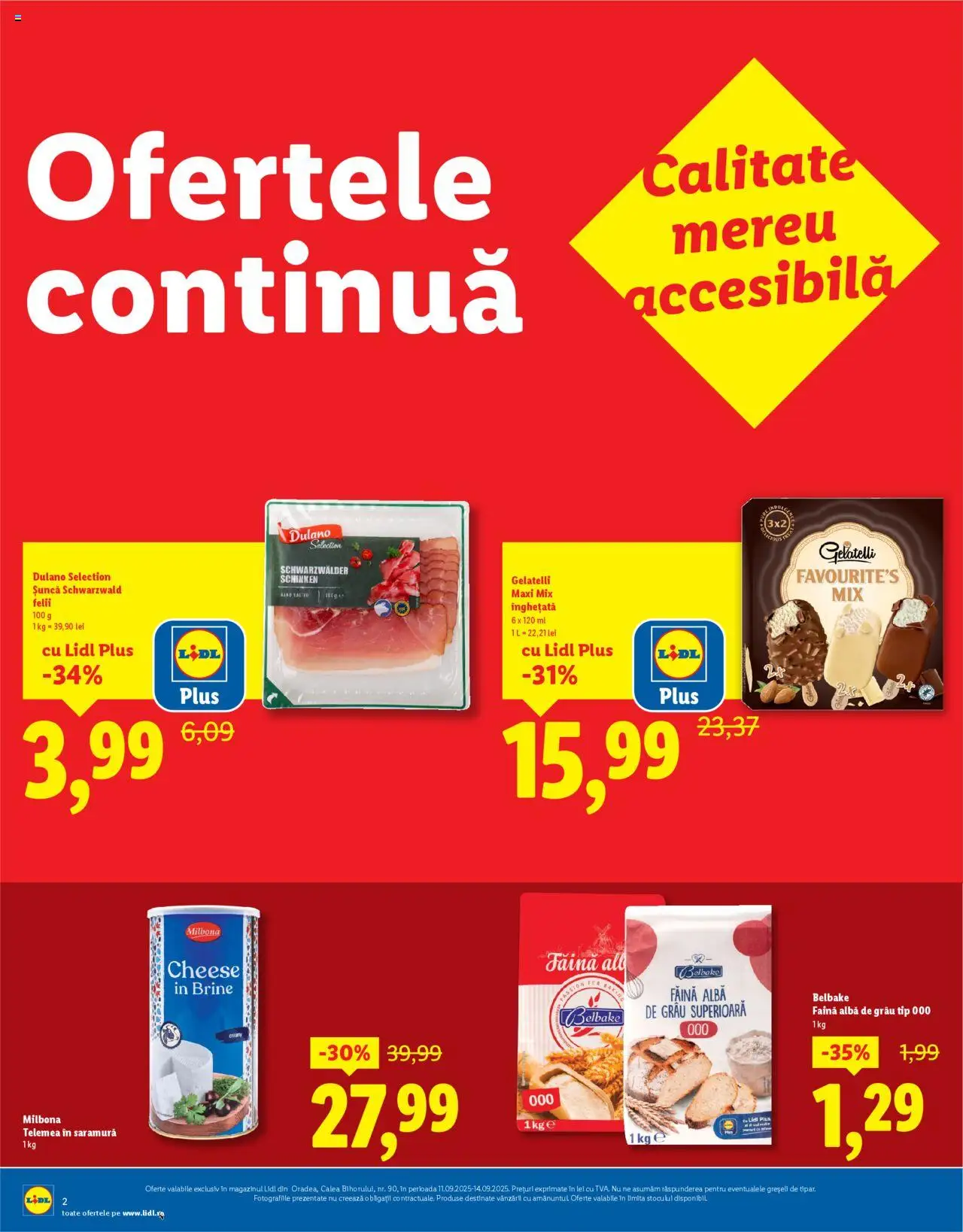 Catalog LIDL 11 - 13 Septembrie 2025 | Pagina 2 | Produse: Çarşaf, Șuncă, Făină, Înghețată