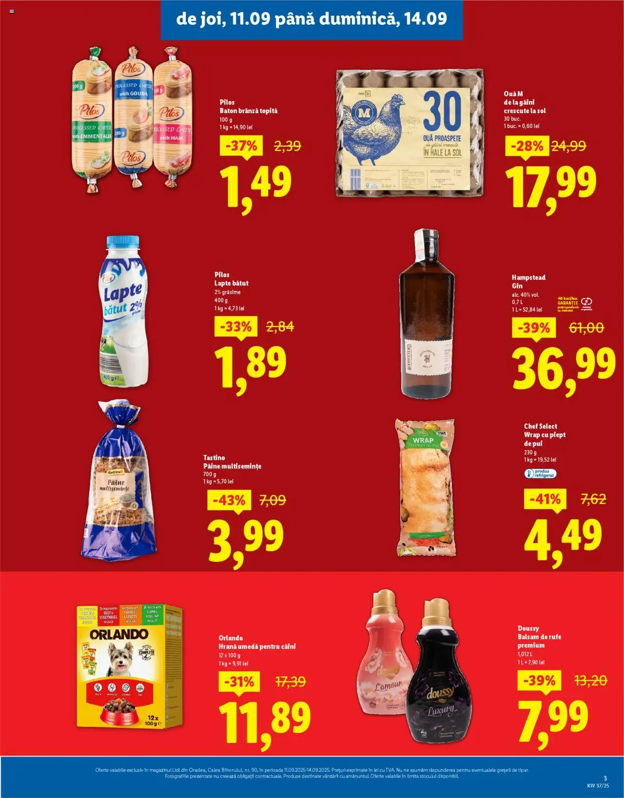 Catalog LIDL 11 - 13 Septembrie 2025 | Pagina 3 | Produse: Hacıyatmaz Kedi Oyuncağı, Lapte, Ouă, Balsam de rufe