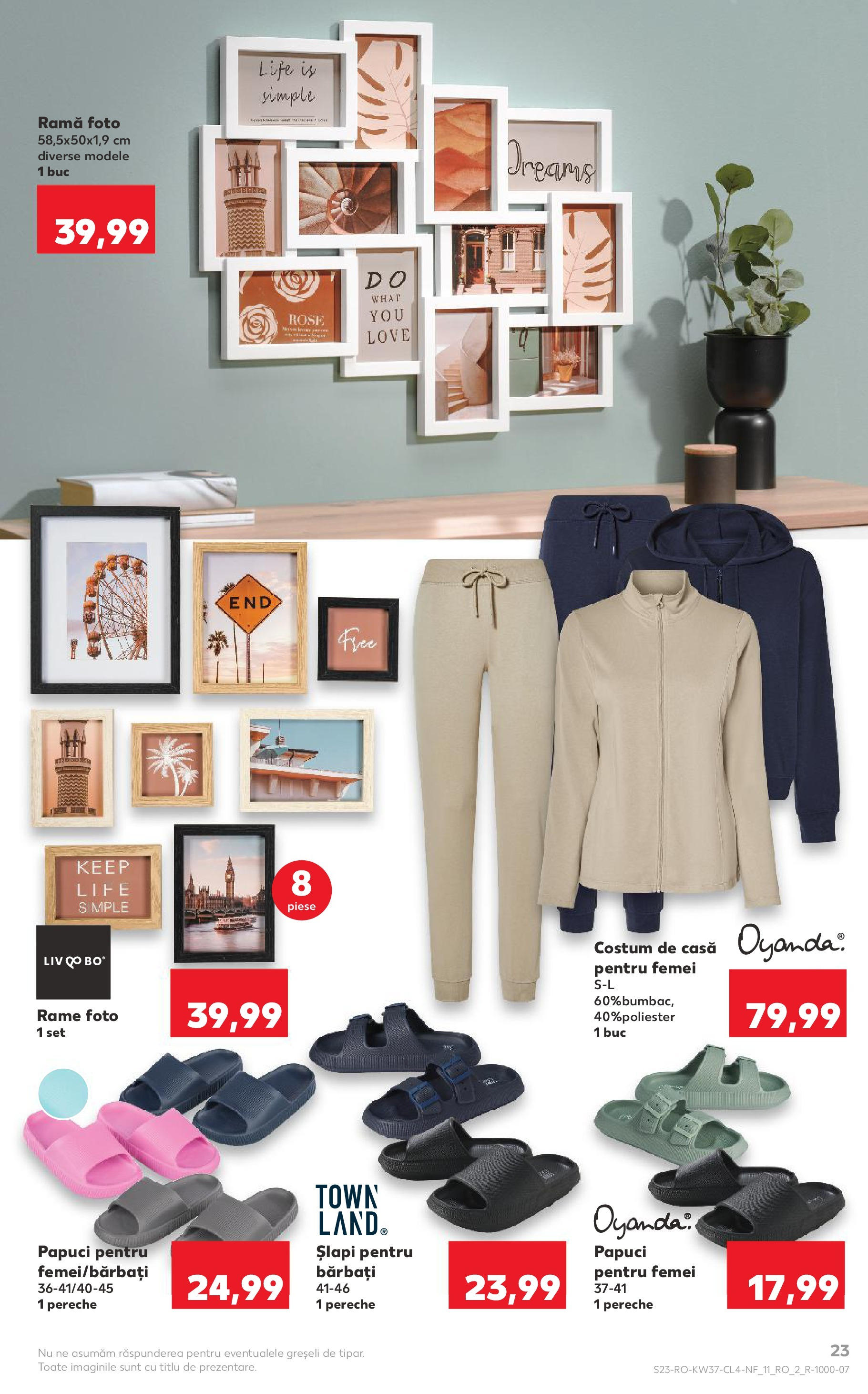Catalog Kaufland 10 - 15 Septembrie 2025 | Pagina 23 | Produse: Ramă foto, Costum, Papuci, Șlapi