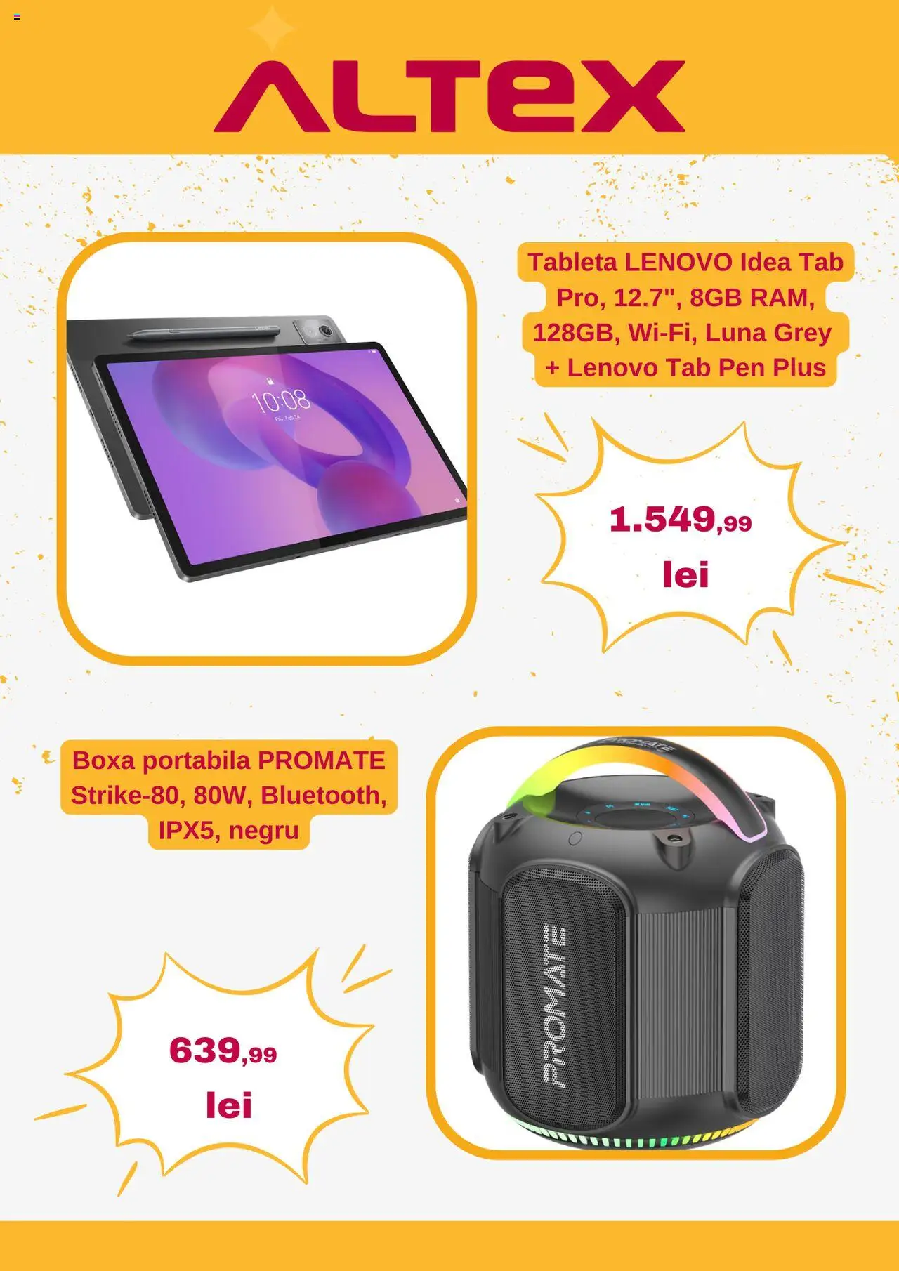 Catalog Altex 11 - 16 Septembrie 2025 | Pagina 2 | Produse: Tabletă, Boxă portabilă