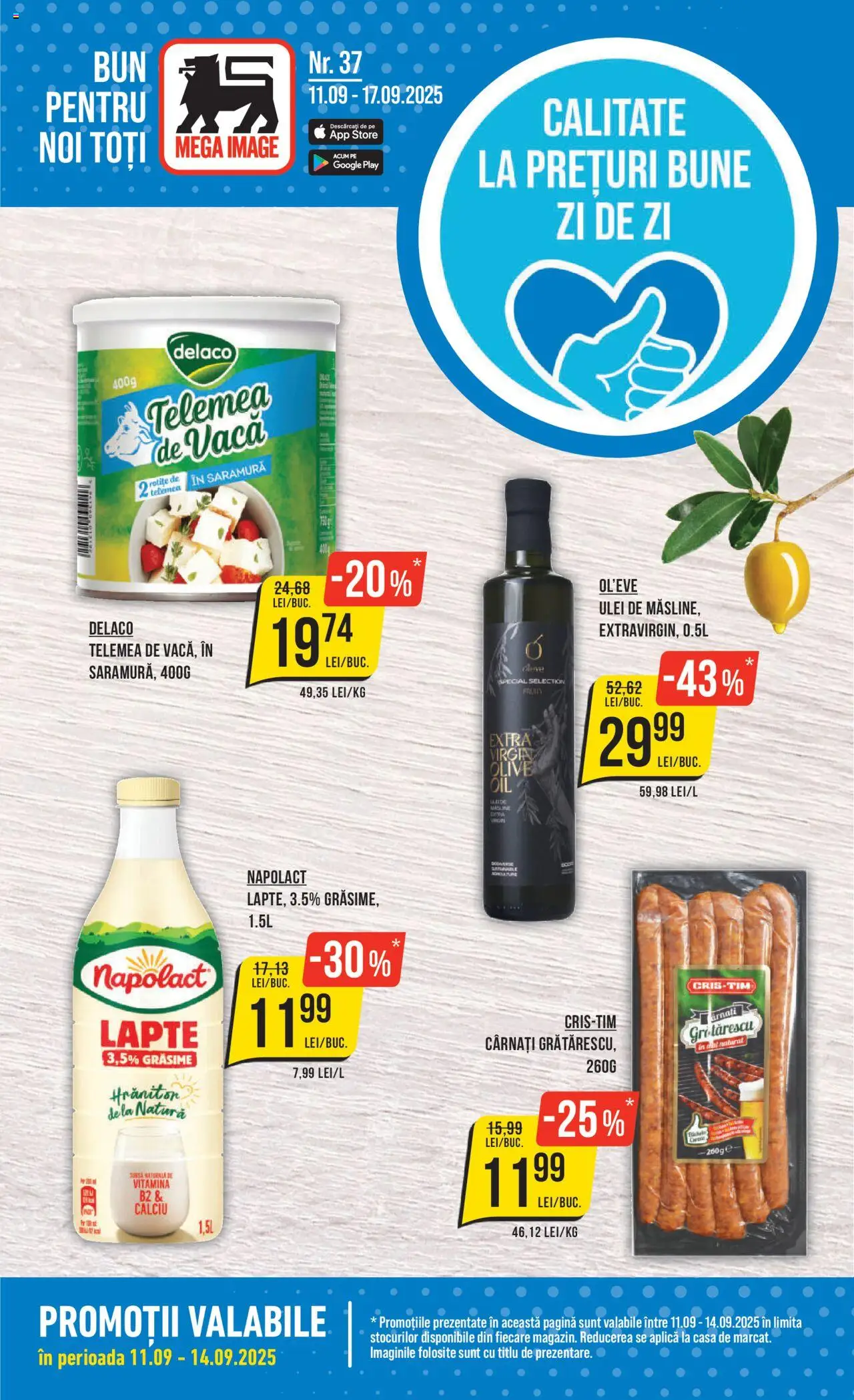 Catalog Mega Image 11 - 16 Septembrie 2025 | Pagina 1 | Produse: Light Kedi Konservesi, Lapte, Ulei, Cârnați