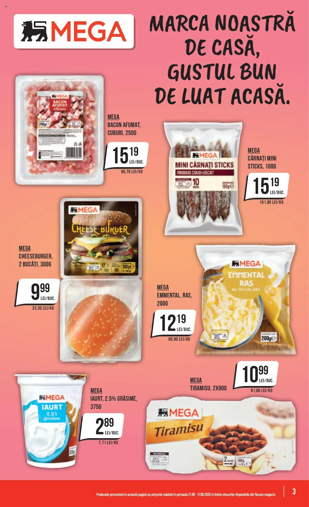 Catalog Mega Image 11 - 16 Septembrie 2025 | Pagina 3 | Produse: Bacon, Iaurt, Tiramisu, Burger
