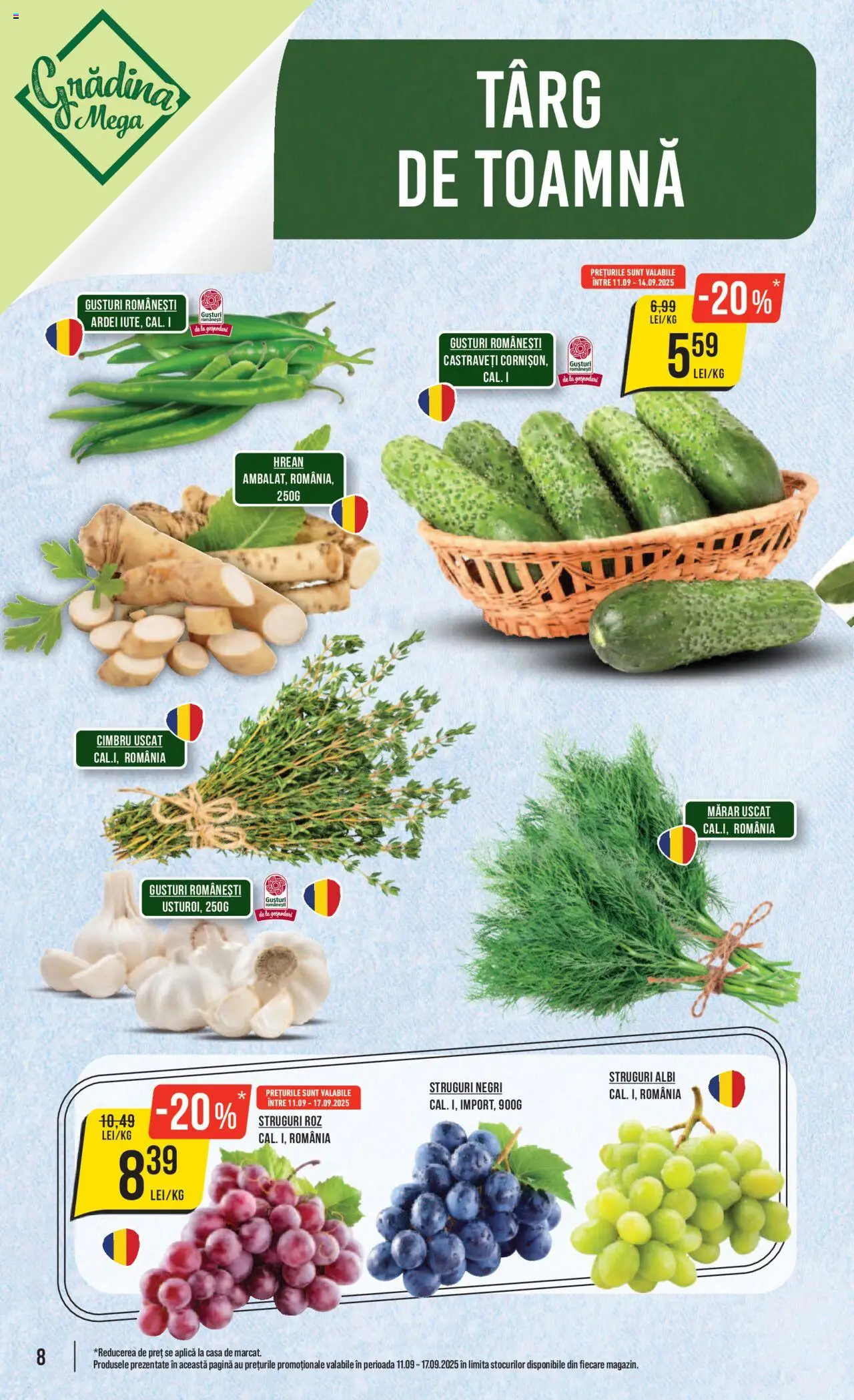 Catalog Mega Image 11 - 16 Septembrie 2025 | Pagina 8 | Produse: Struguri, Mărar, Ardei, Castraveți