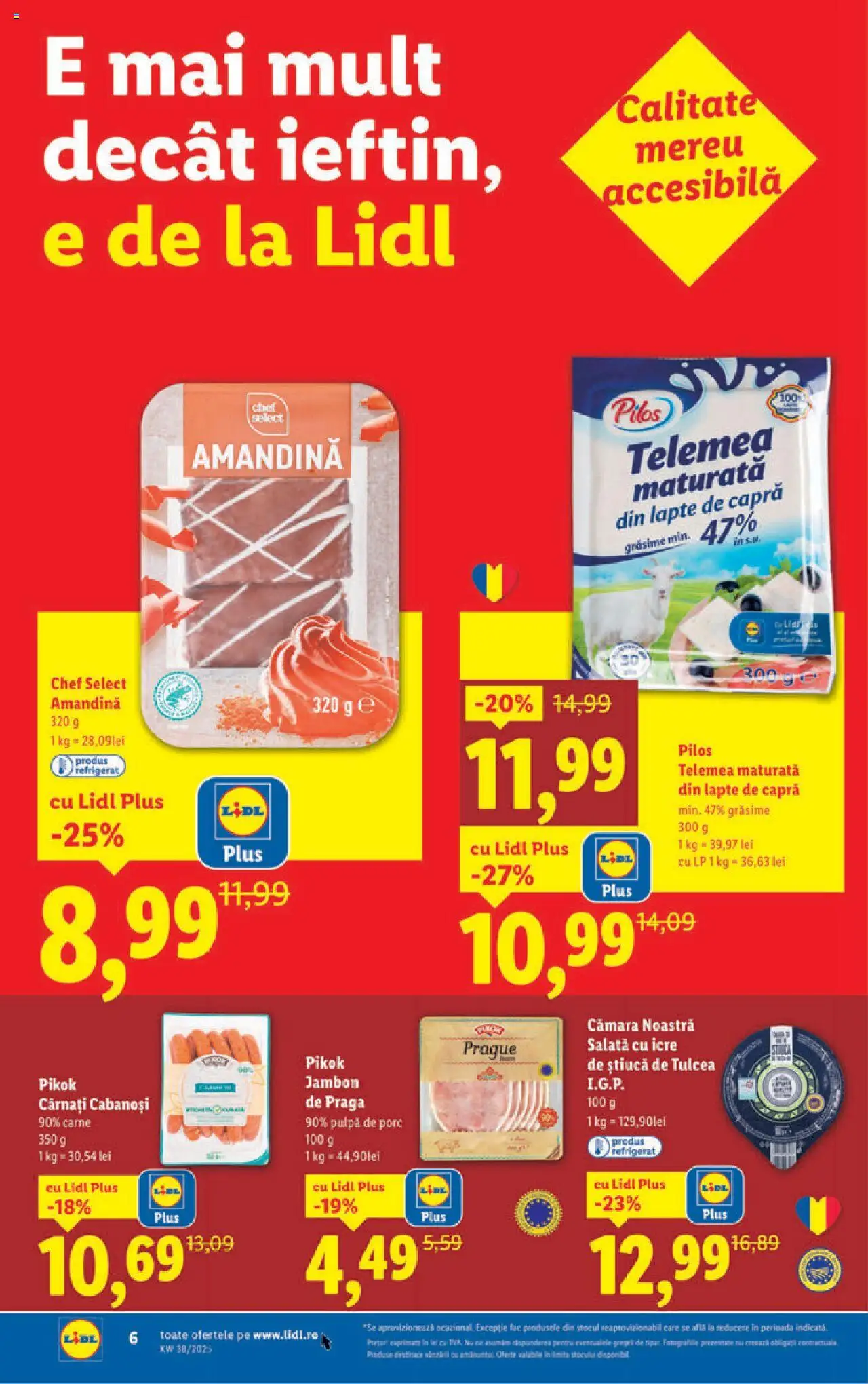Catalog LIDL 15 - 20 Septembrie 2025 | Pagina 6 | Produse: Lapte, Salată cu icre, Salată, Cârnați