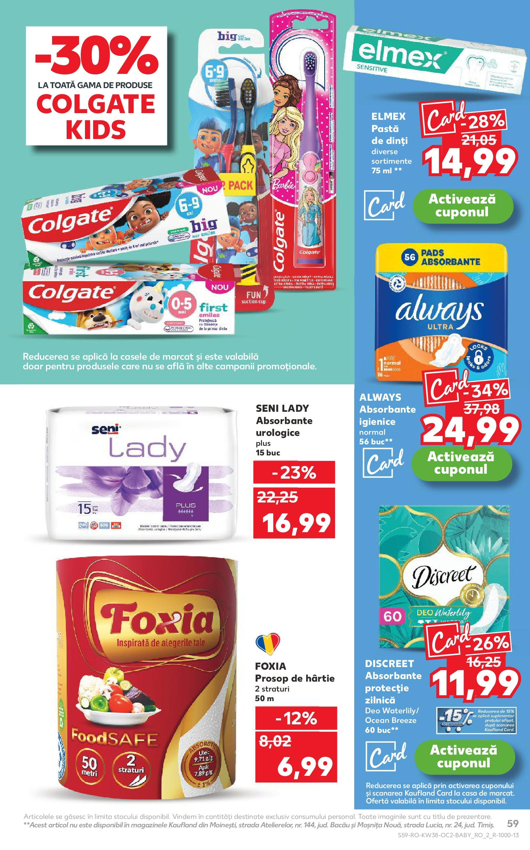 Catalog Kaufland 17 - 22 Septembrie 2025 | Pagina 59 | Produse: Pastă de dinți, Absorbante, Apă