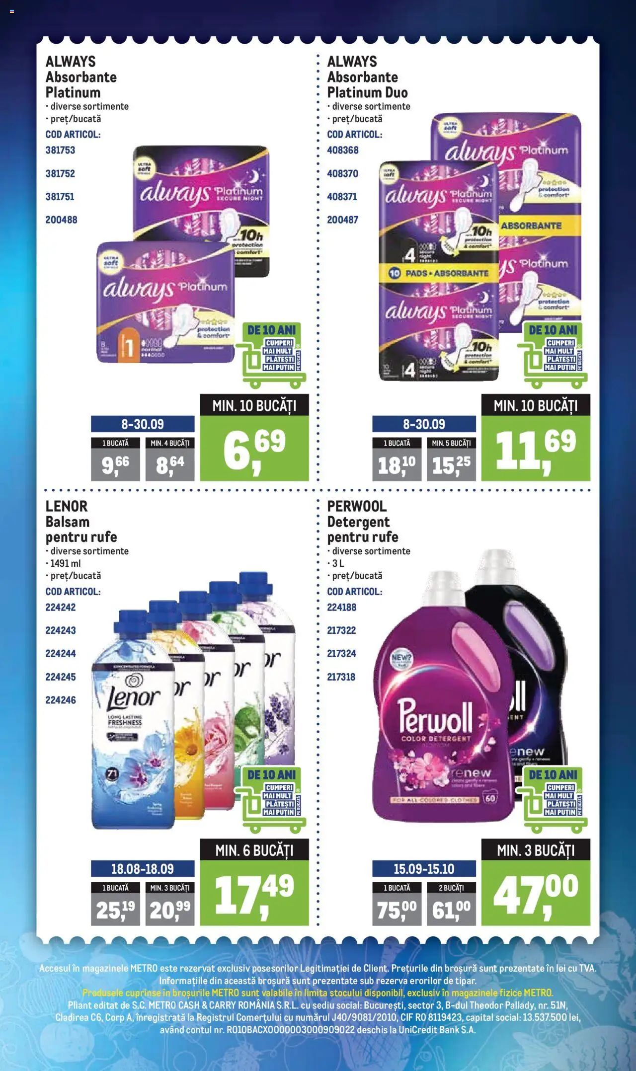 Catalog METRO 15 - 21 Septembrie 2025 | Pagina 6 | Produse: Balsam, Detergent, Absorbante