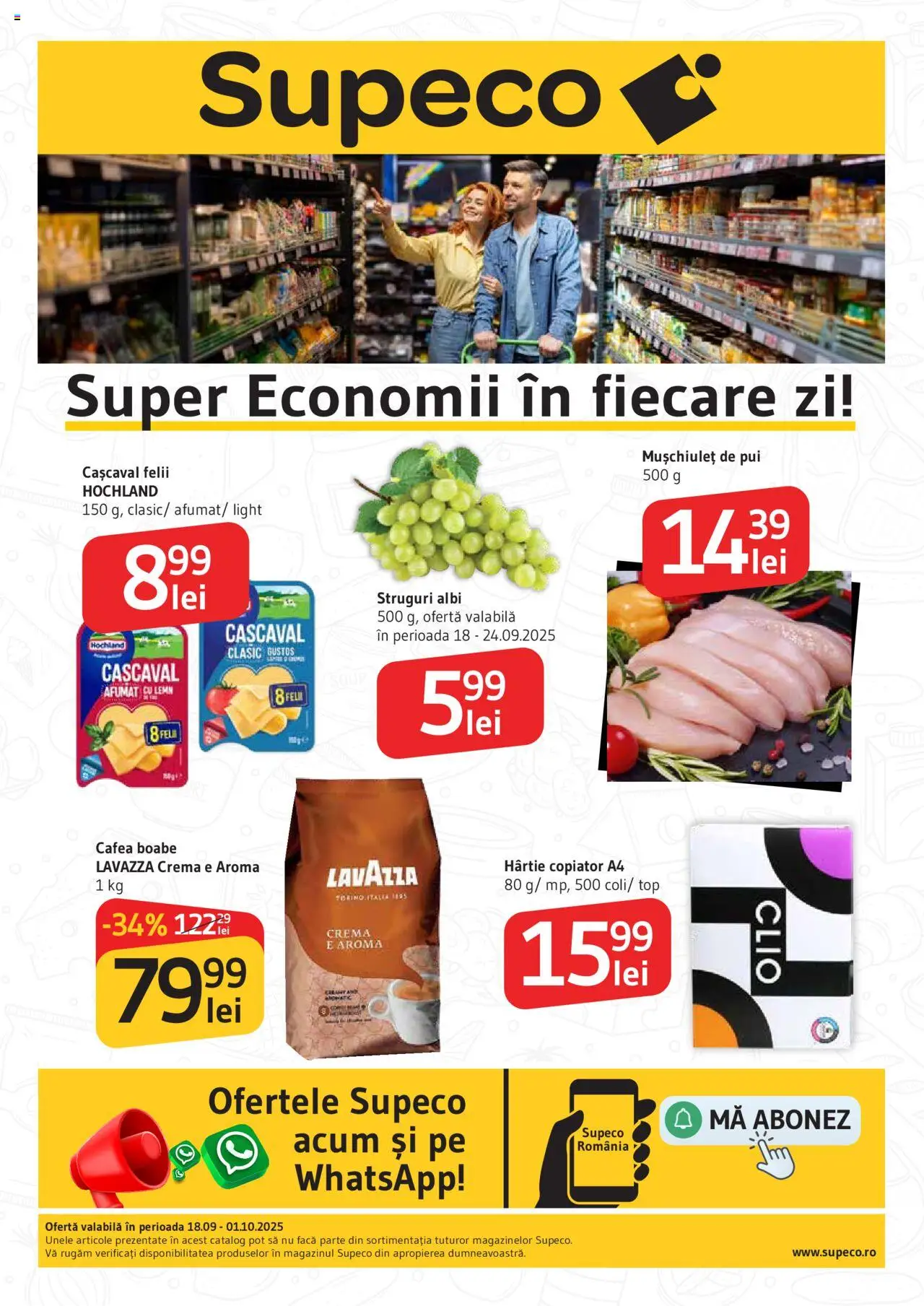 Catalog Supeco 18 - 30 Septembrie 2025 | Pagina 1 | Produse: Struguri, Top, Cașcaval, Cafea