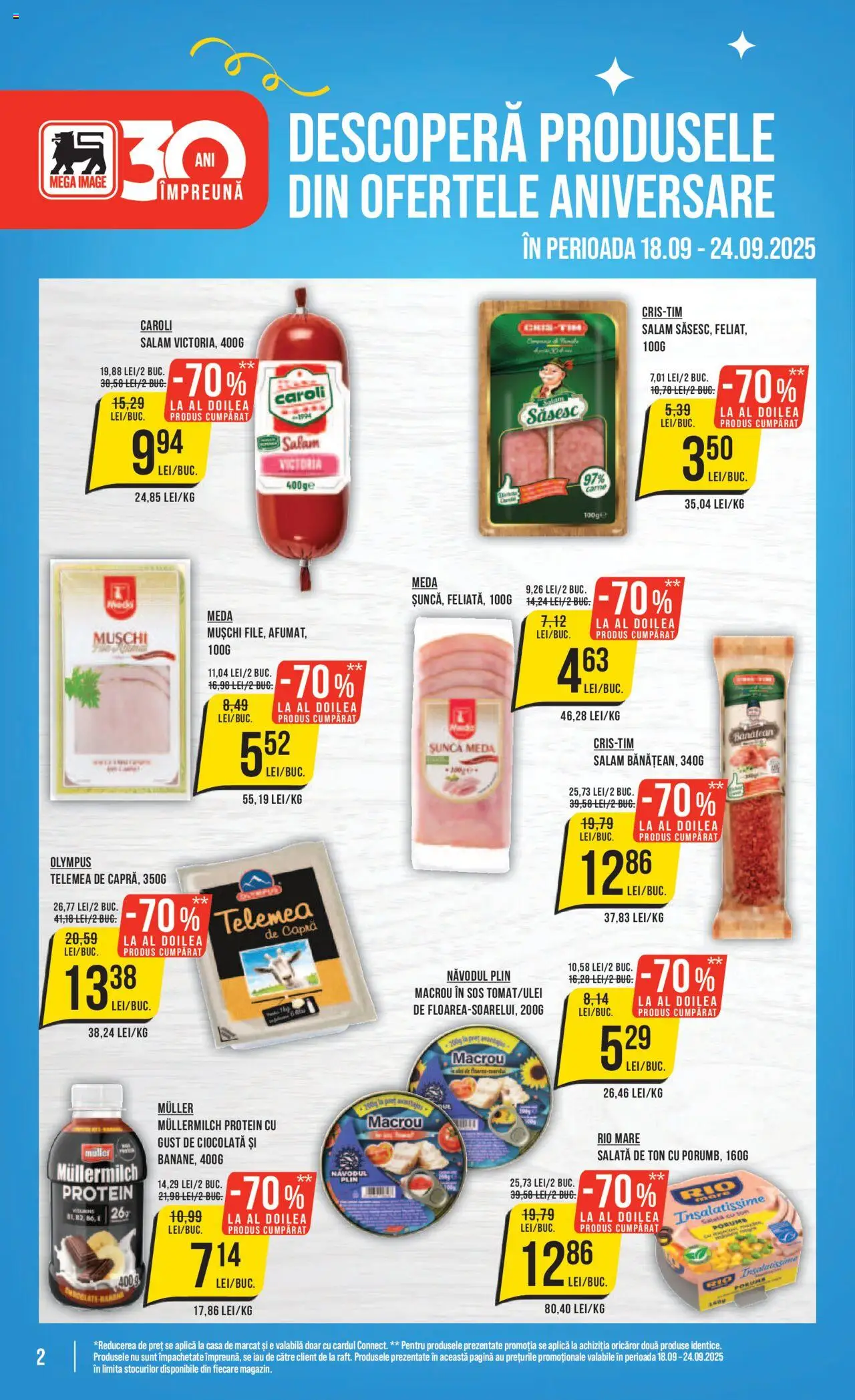 Catalog Mega Image 18 - 23 Septembrie 2025 | Pagina 2 | Produse: Ciocolată, Salam, Salată, Porumb