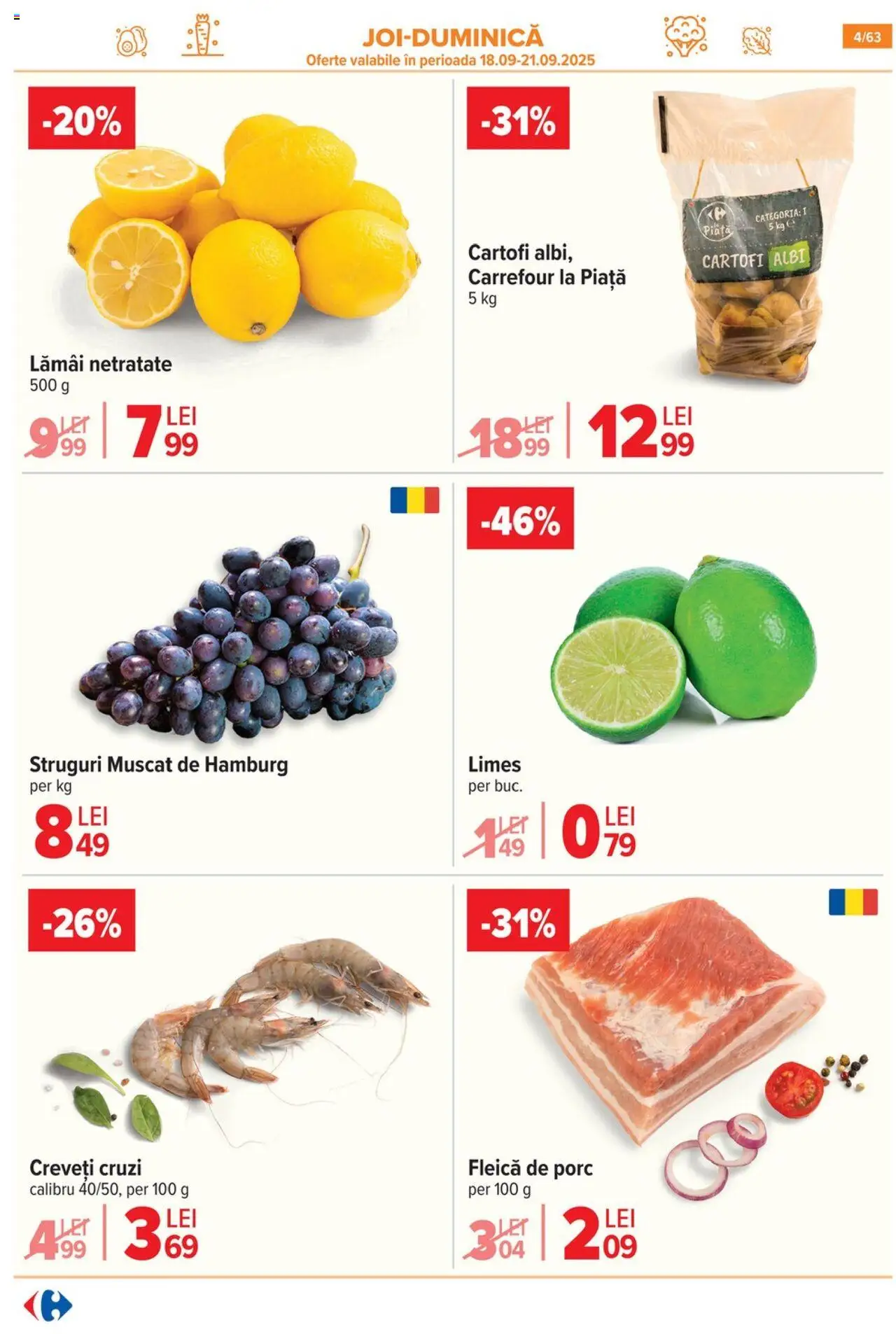 Catalog Carrefour 17 - 29 Septembrie 2025 | Pagina 4 | Produse: Struguri, Cartofi, Fleică