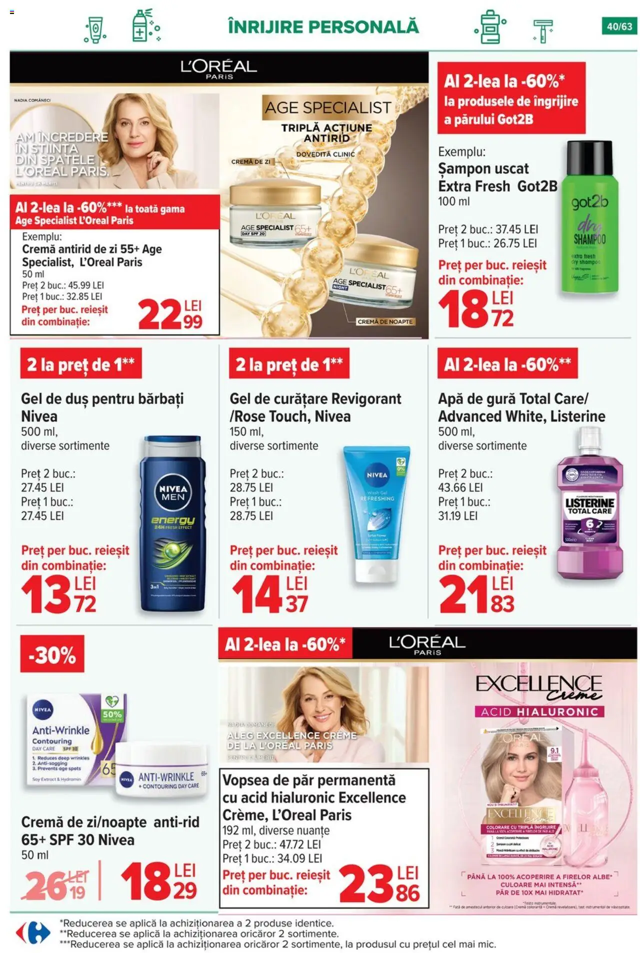 Catalog Carrefour 17 - 29 Septembrie 2025 | Pagina 40 | Produse: Cremă de noapte, Gel de curățare, Cremă, Apă de gură