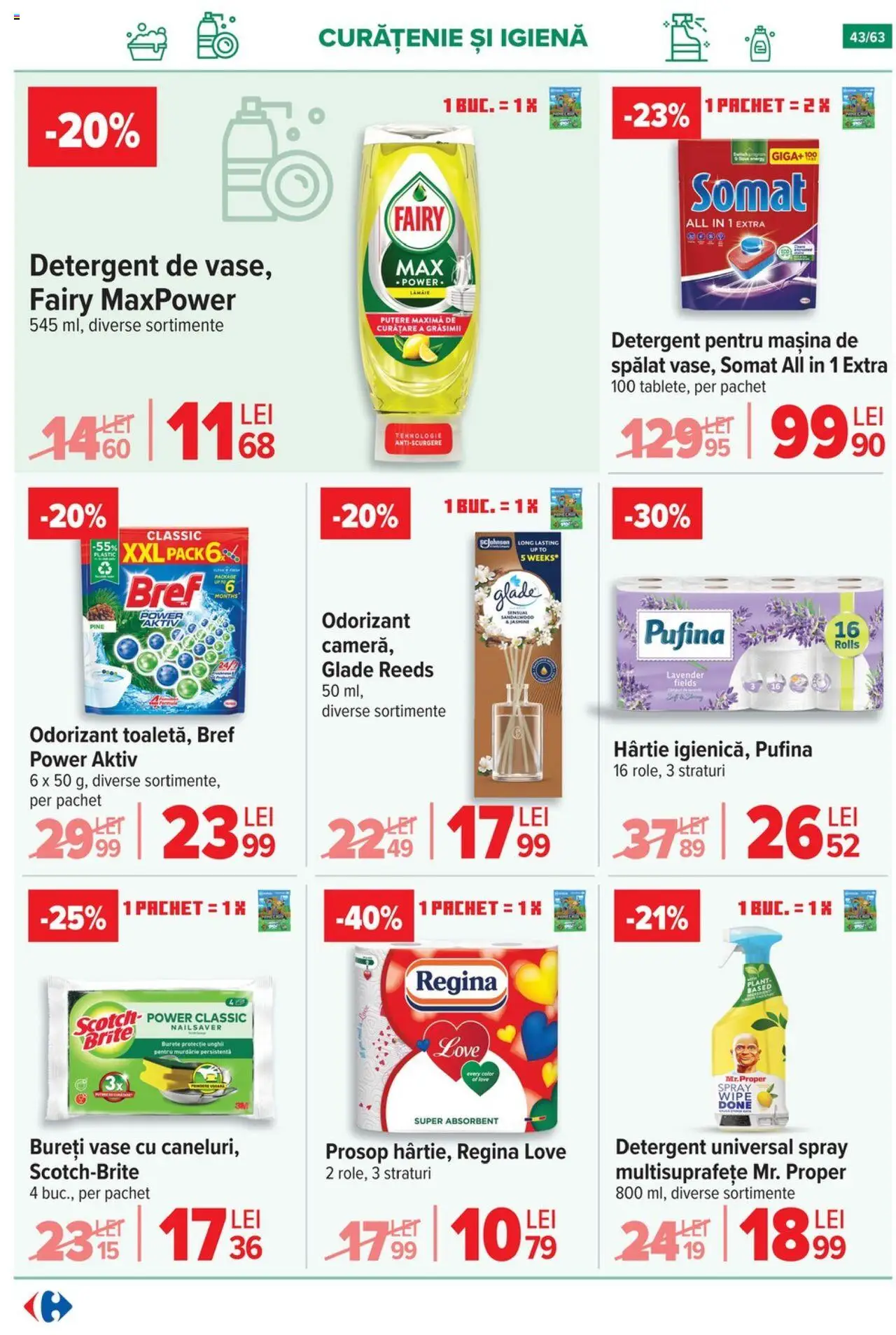 Catalog Carrefour 17 - 29 Septembrie 2025 | Pagina 43 | Produse: Mașină De Spălat, Burete, Detergent, Detergent pentru mașina de spălat