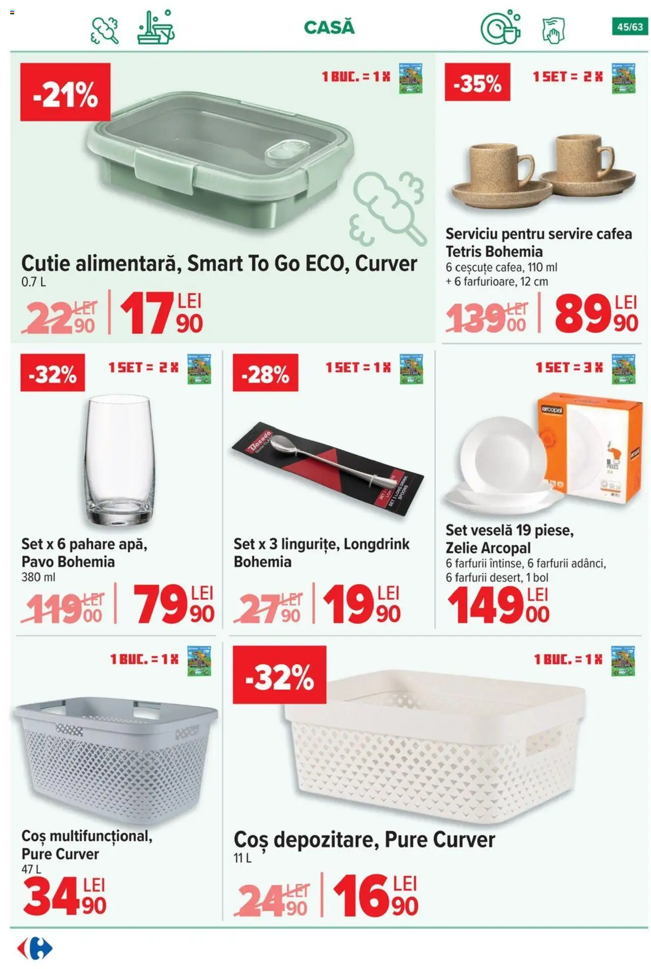 Catalog Carrefour 17 - 29 Septembrie 2025 | Pagina 45 | Produse: Pahare, Bol, Cutie, Cafea