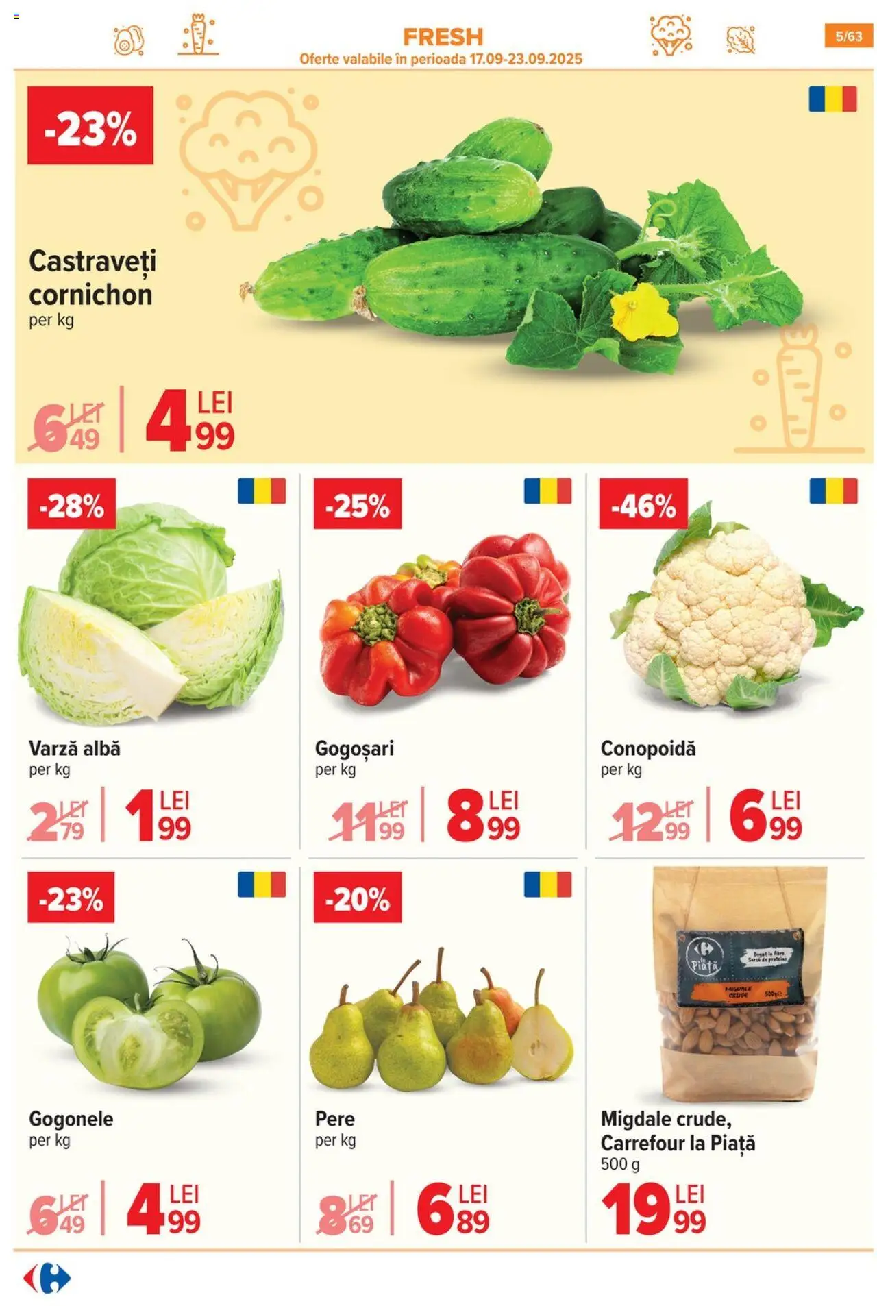 Catalog Carrefour 17 - 29 Septembrie 2025 | Pagina 5 | Produse: Varză, Migdale, Castraveți
