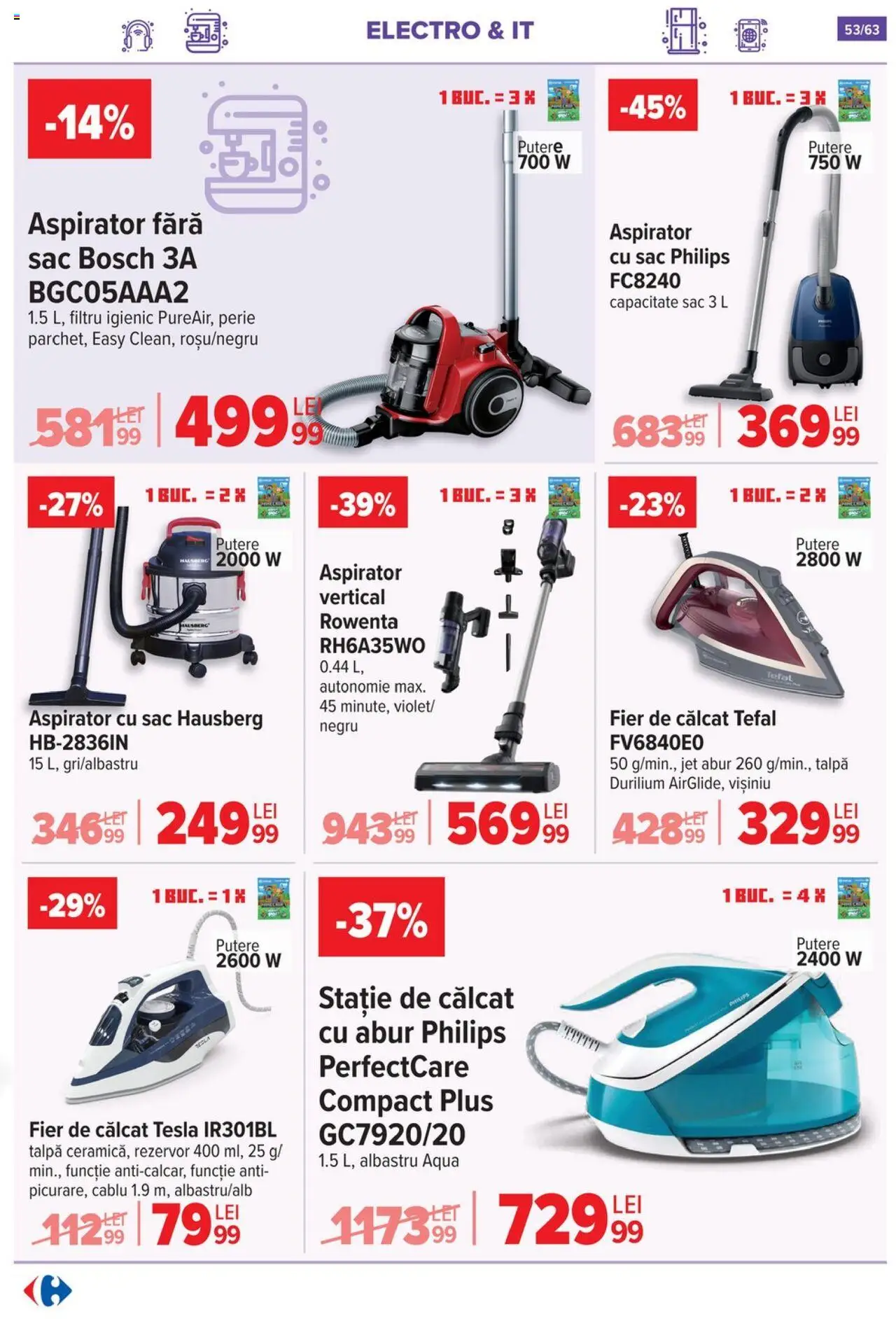 Catalog Carrefour 17 - 29 Septembrie 2025 | Pagina 53 | Produse: Enginar, Fier de călcat, Cablu, Aspirator