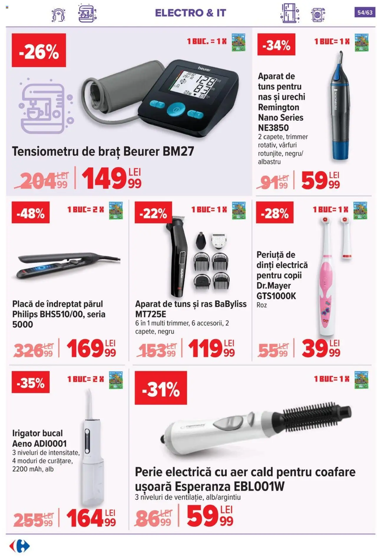 Catalog Carrefour 17 - 29 Septembrie 2025 | Pagina 54 | Produse: Tensiometru, Periuță De Dinți Electrică, Perie, Periuță de dinți