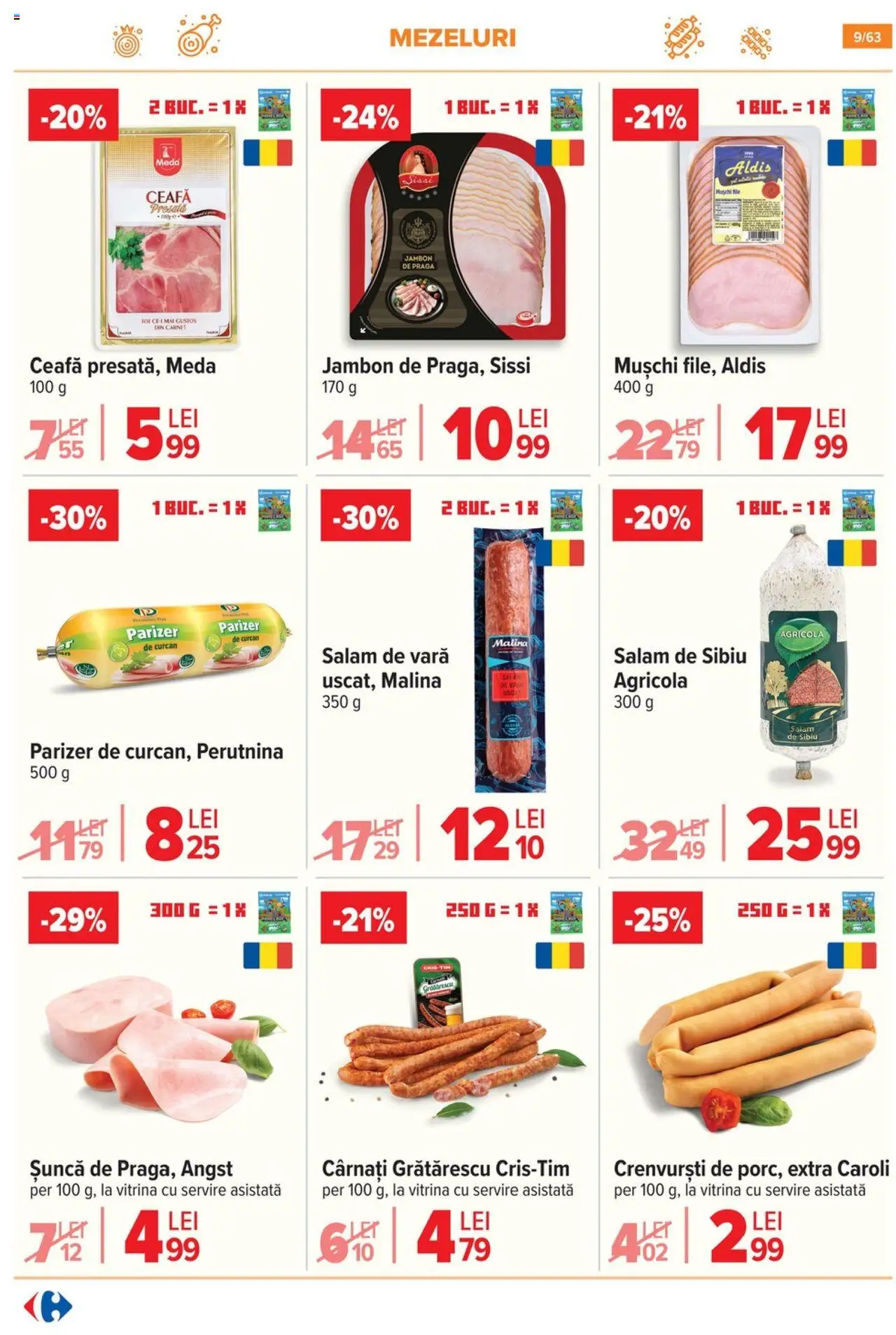 Catalog Carrefour 17 - 29 Septembrie 2025 | Pagina 9 | Produse: Crenvurști, Șuncă, Parizer, Cârnați