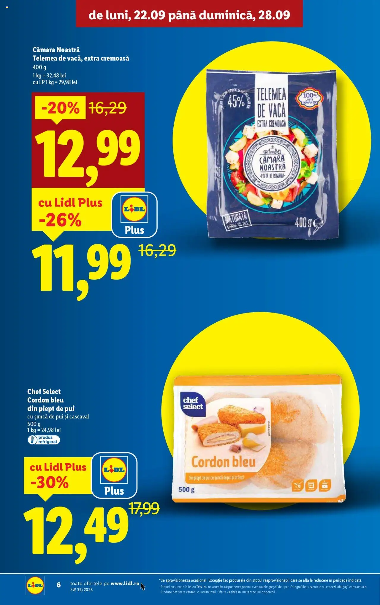 Catalog LIDL 22 - 27 Septembrie 2025 | Pagina 6 | Produse: Filtre kahve makinesi, Cordon bleu, Cașcaval, Brânză