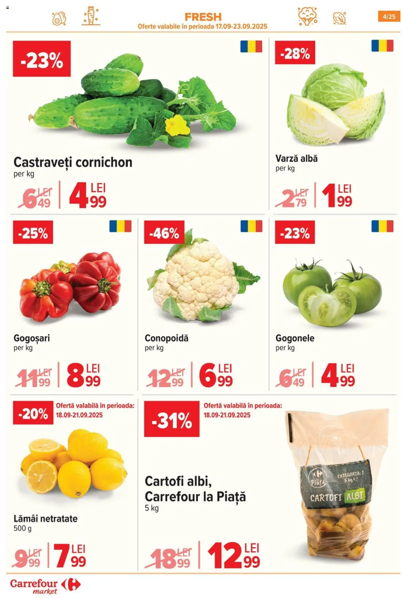 Catalog Carrefour 17 - 29 Septembrie 2025 | Pagina 4 | Produse: Varză, Castraveți, Cartofi