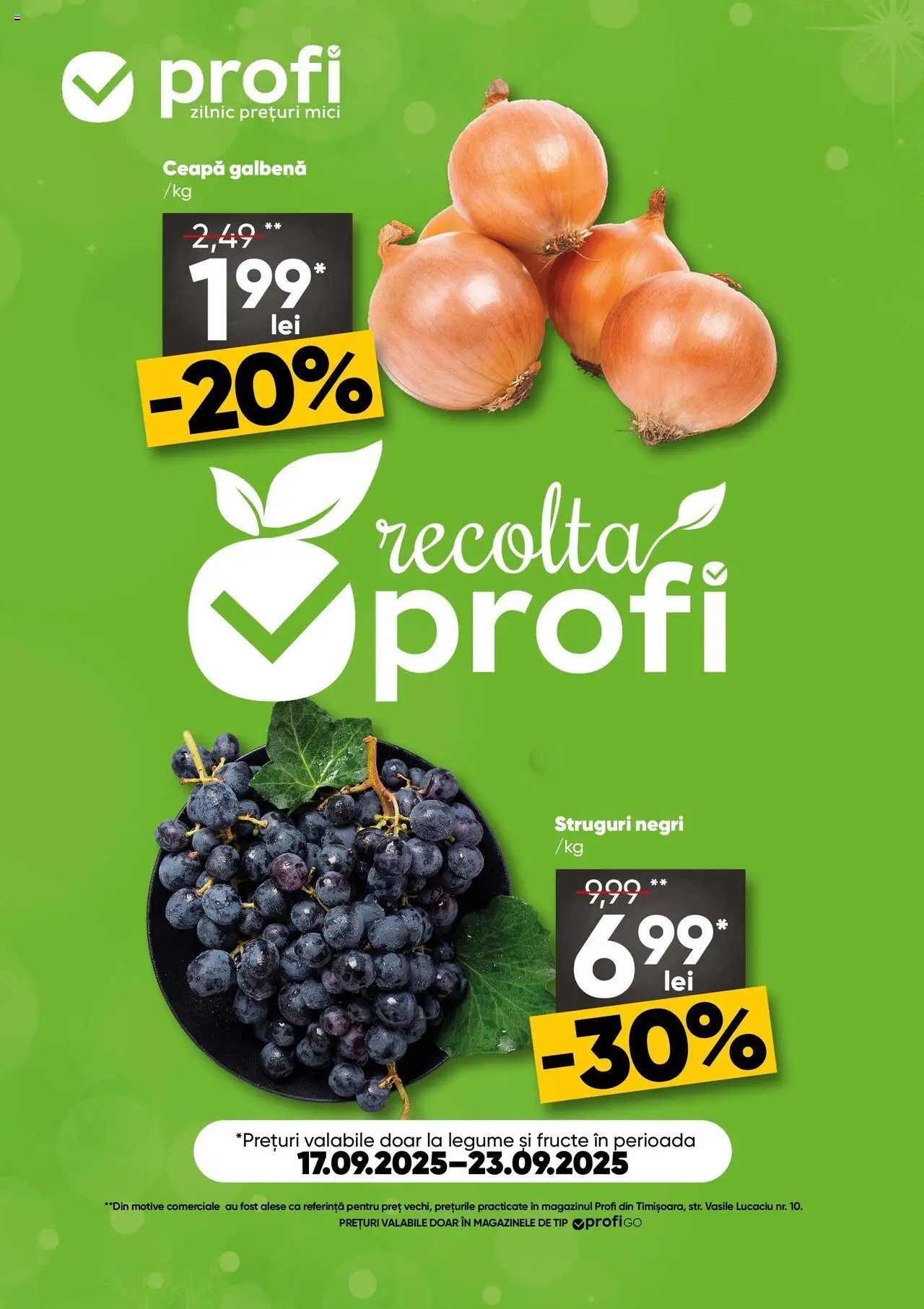 Catalog Profi 17 - 22 Septembrie 2025 | Pagina 1 | Produse: Struguri, Ceapă galbenă, Ceapă, Fructe