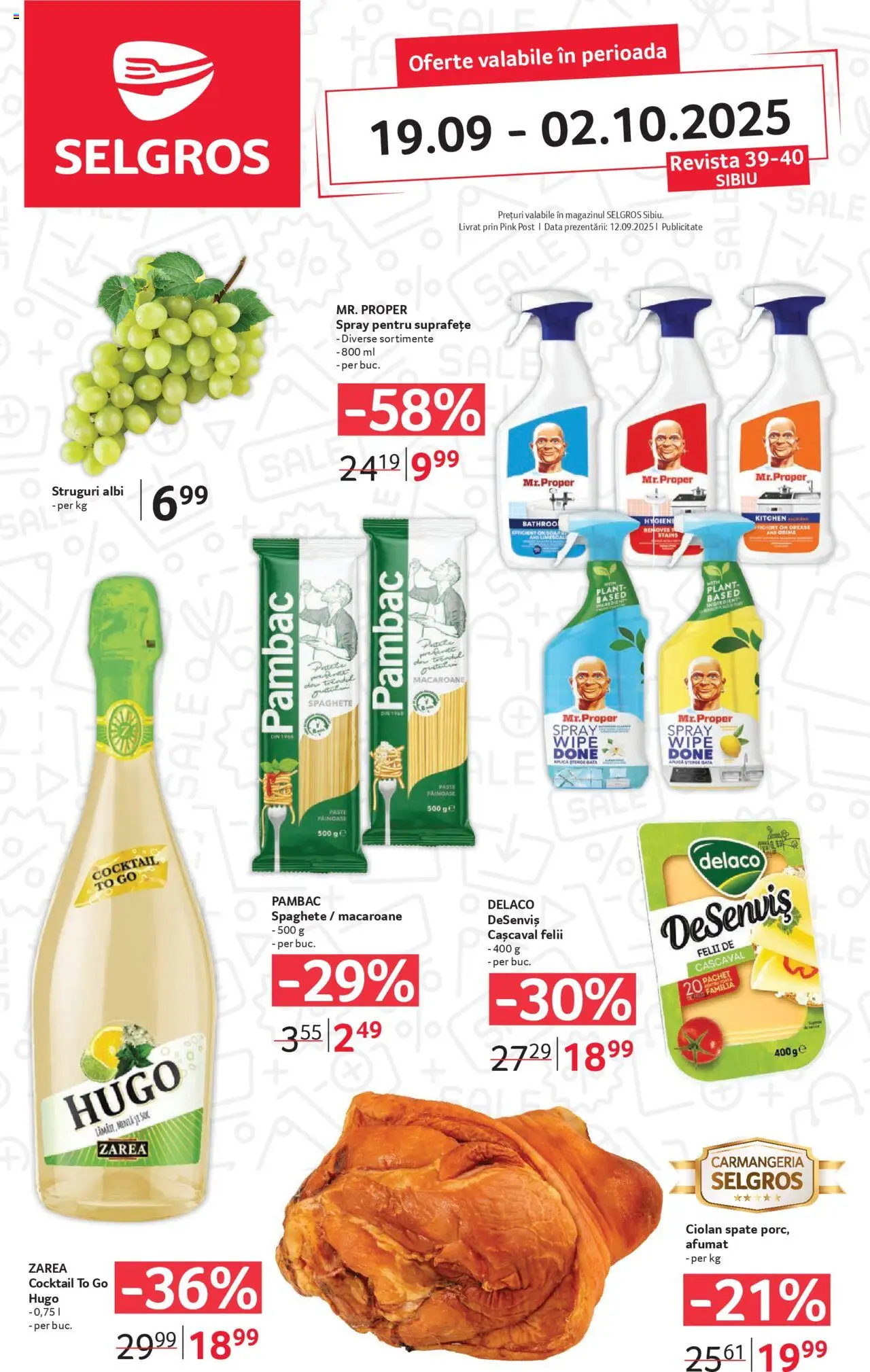 Catalog Selgros 19 Septembrie - 1 Octombrie 2025 | Pagina 1 | Produse: Struguri, Light Kedi Konservesi, Cașcaval, Paste