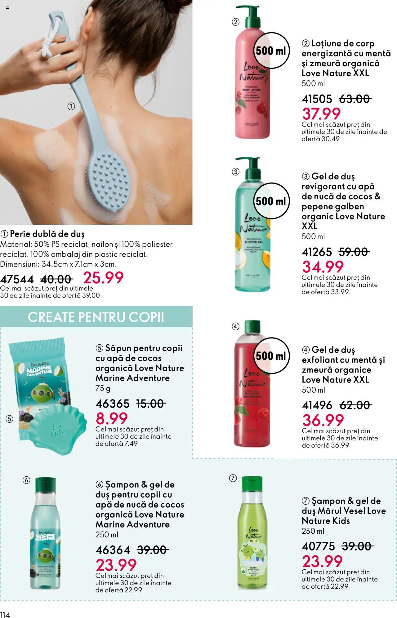 Catalog Oriflame 22 Octombrie - 10 Noiembrie 2025 | Pagina 114 | Produse: Exfoliant, Duș, Perie, Apă