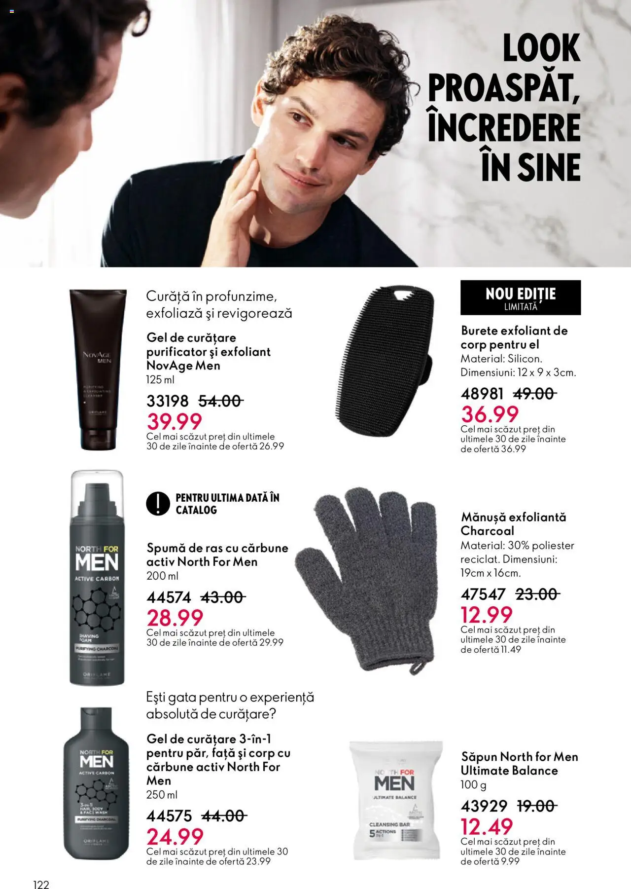 Catalog Oriflame 22 Octombrie - 10 Noiembrie 2025 | Pagina 122 | Produse: Gel de curățare, Burete, Spumă de ras, Săpun