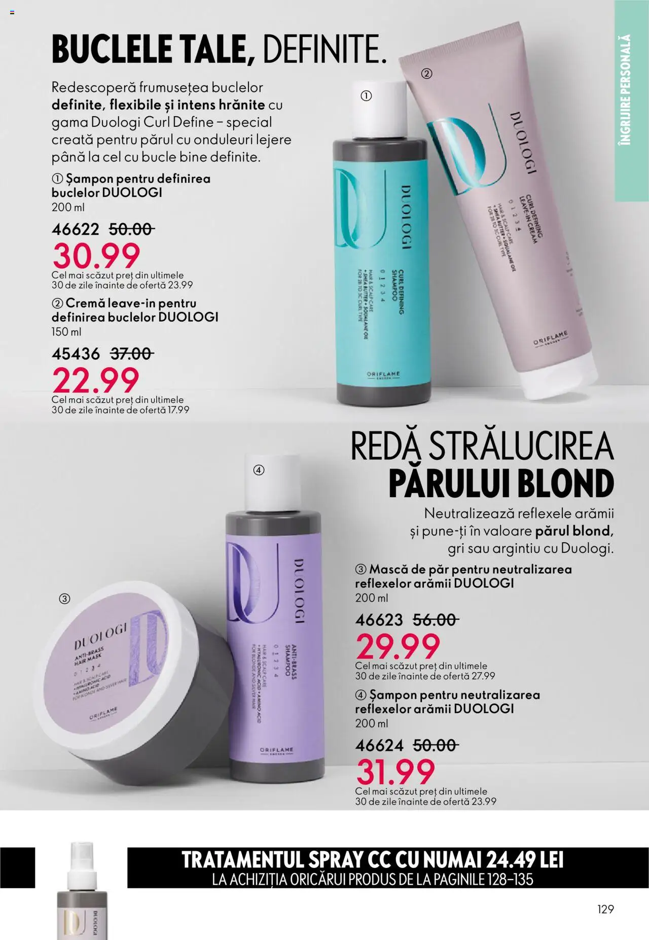 Catalog Oriflame 22 Octombrie - 10 Noiembrie 2025 | Pagina 129 | Produse: Șampon, Mască de păr, Cremă