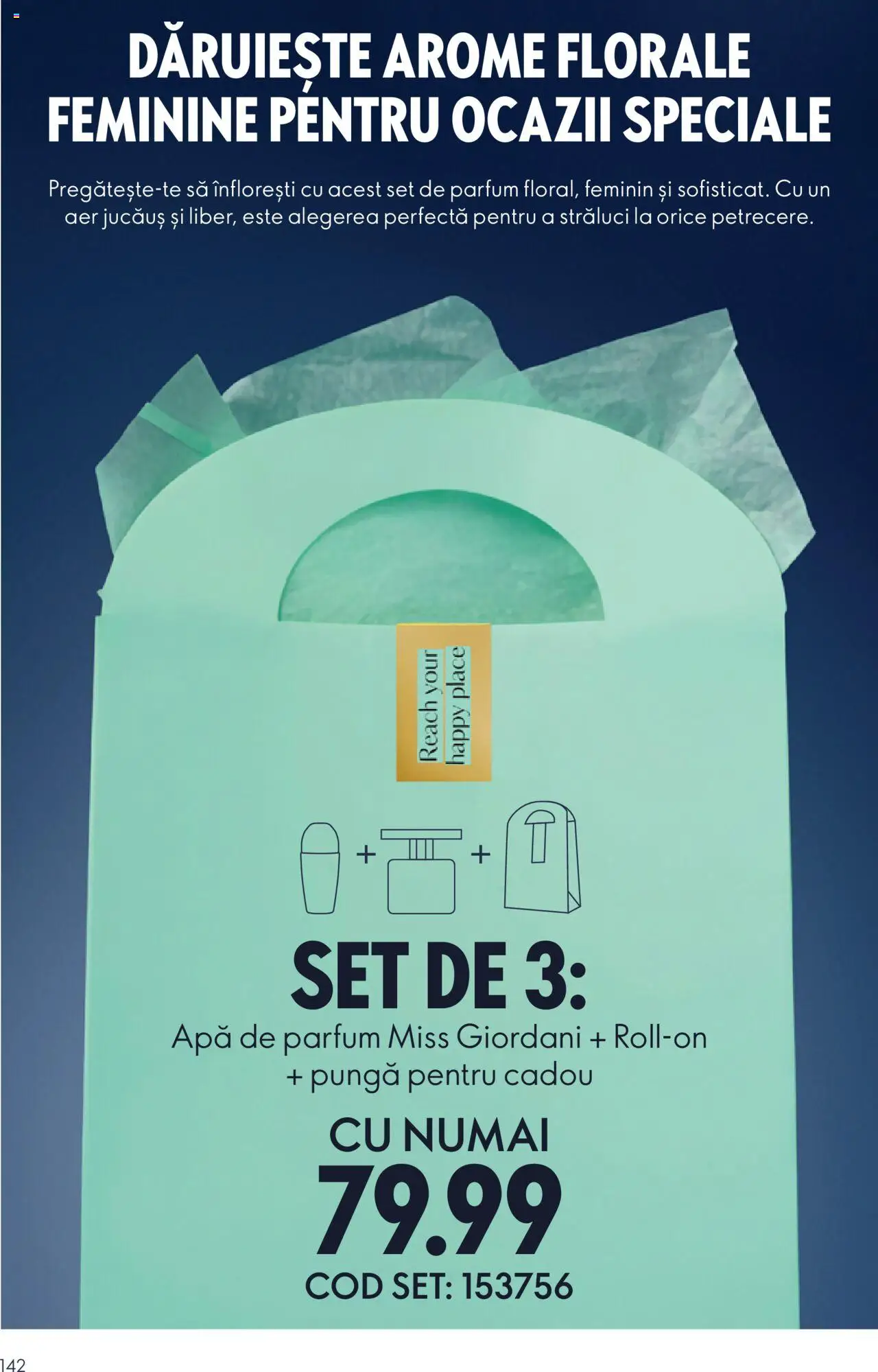 Catalog Oriflame 22 Octombrie - 10 Noiembrie 2025 | Pagina 142 | Produse: Apă de parfum, Pungă, Parfum, Apă