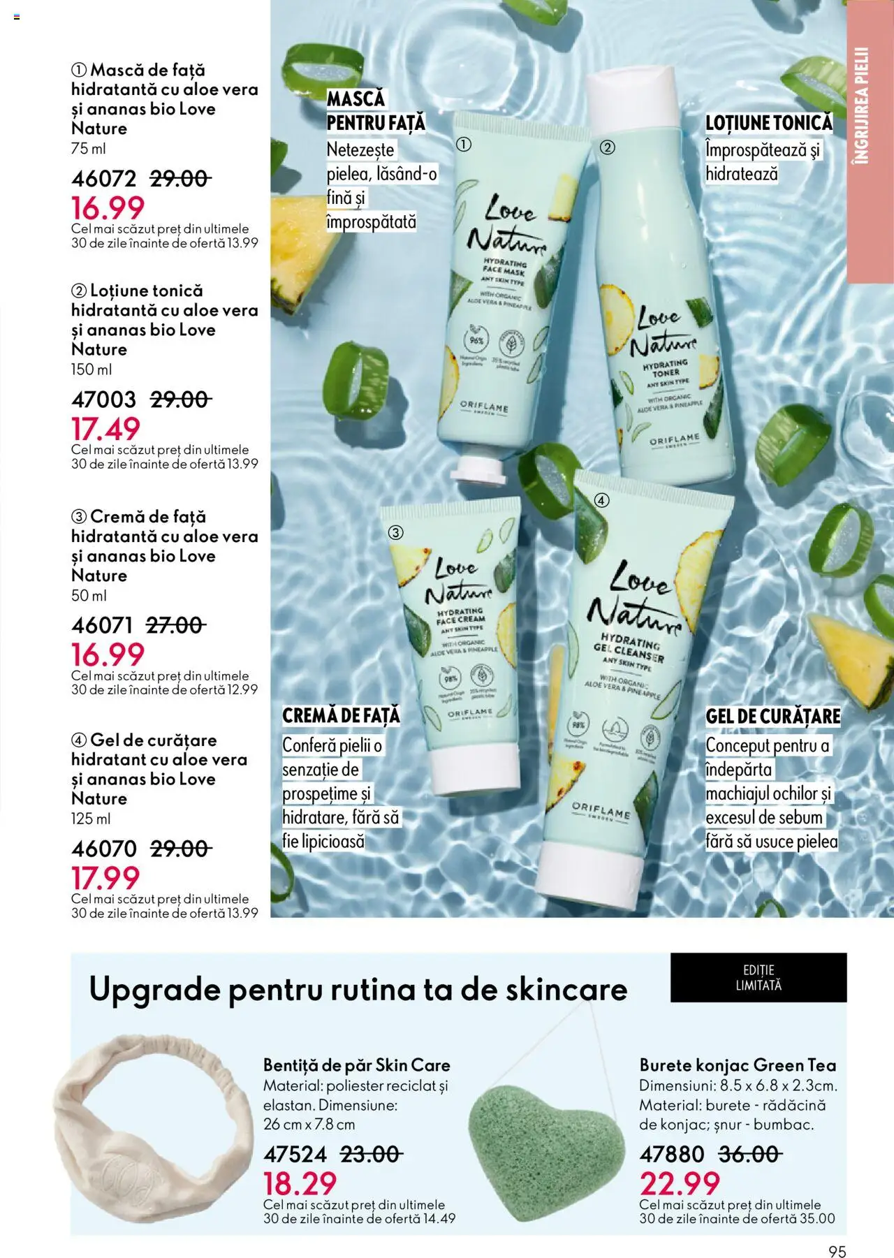 Catalog Oriflame 22 Octombrie - 10 Noiembrie 2025 | Pagina 95 | Produse: Bentiță de păr, Loțiune tonică, Aloe vera, Burete