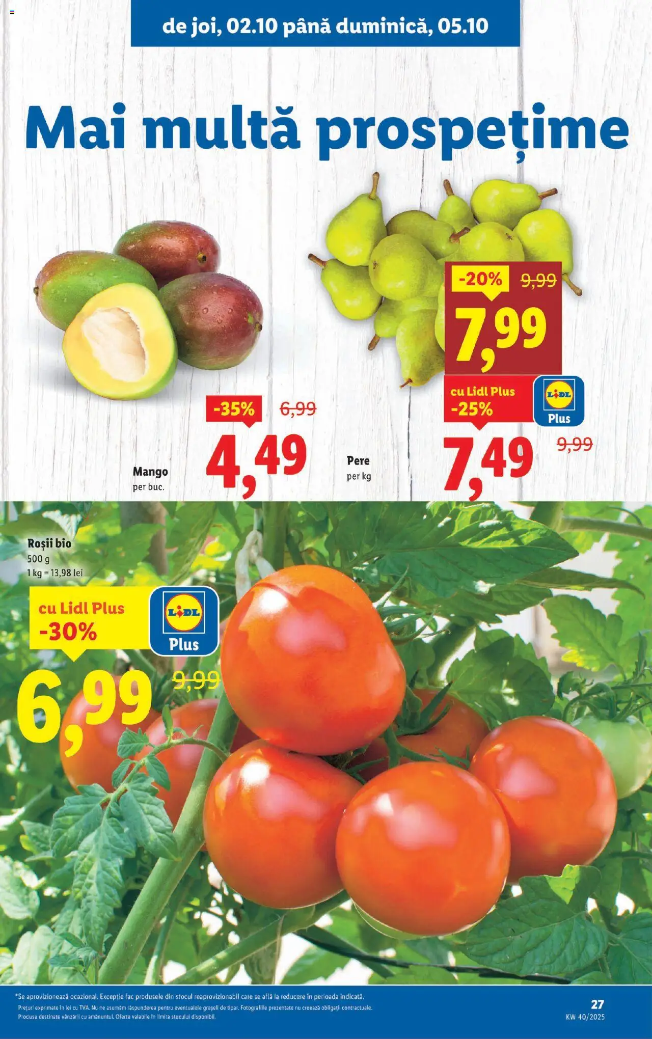 Catalog LIDL 29 Septembrie - 4 Octombrie 2025 | Pagina 27 | Produse: Şerit ödül, Roșii, Mango