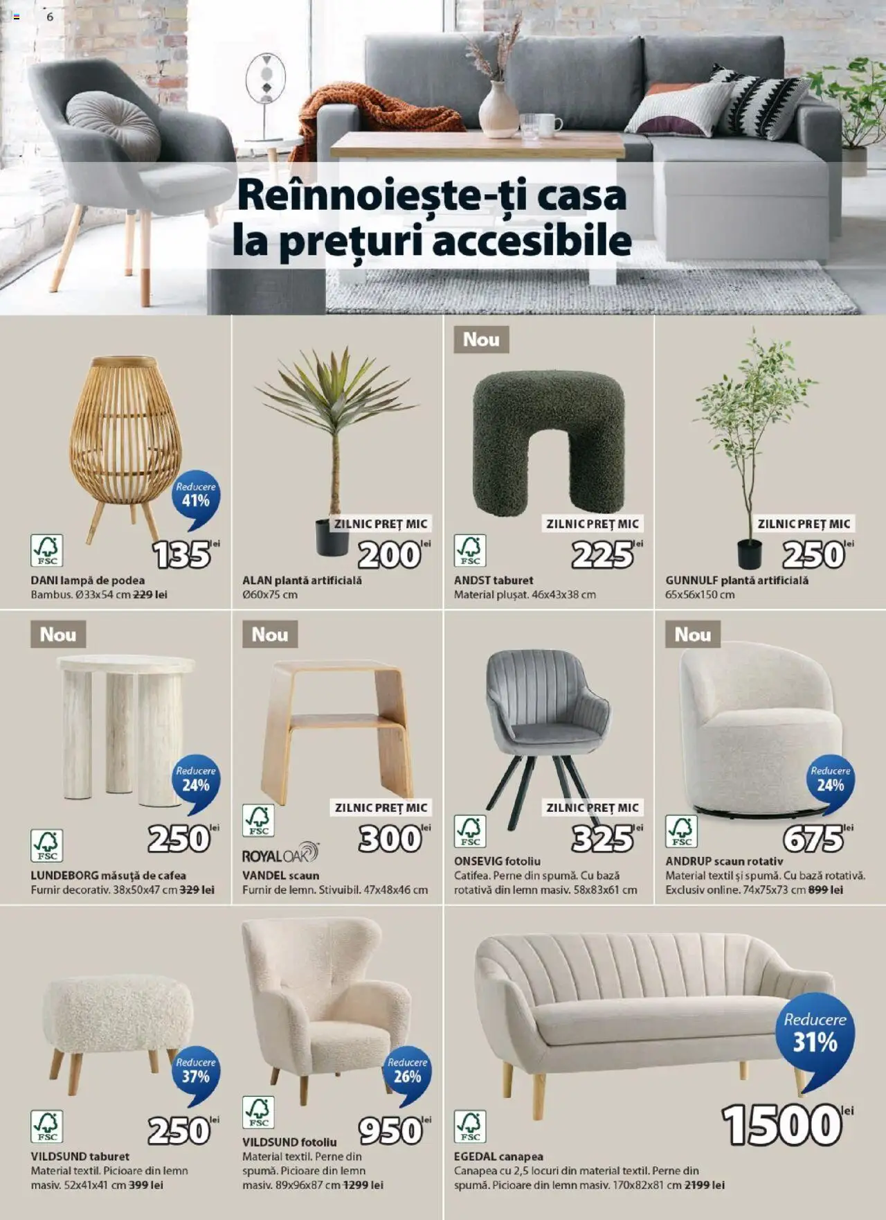 Catalog JYSK 26 Septembrie - 24 Octombrie 2025 | Pagina 6 | Produse: Canapea, Scaun, Măsuță de cafea, Lampă