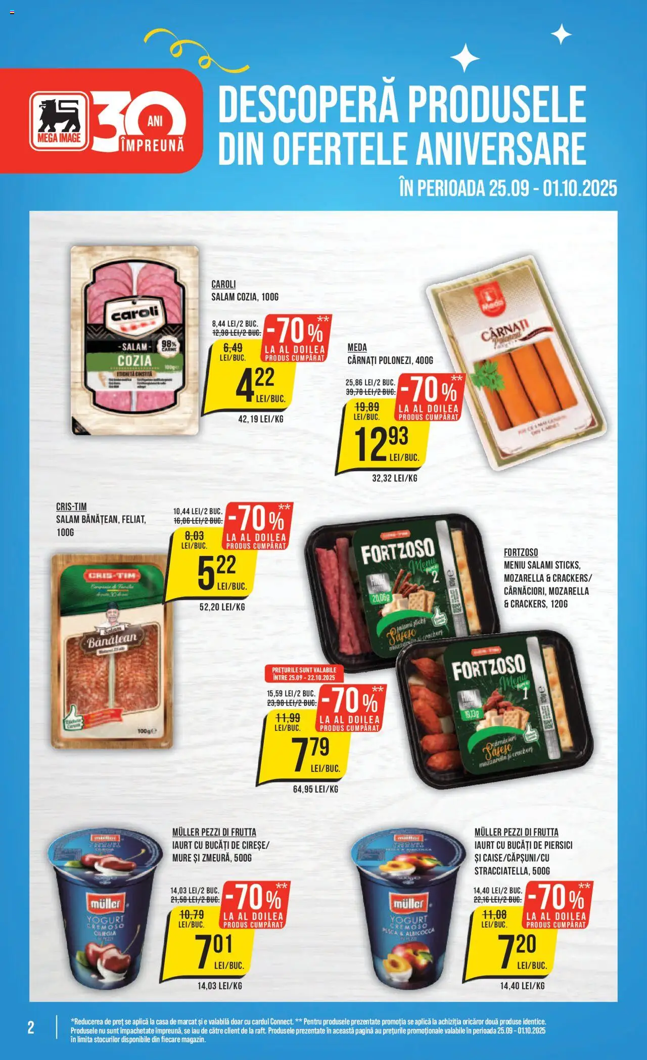 Catalog Mega Image 25 - 30 Septembrie 2025 | Pagina 2 | Produse: Mozzarella, Iaurt, Salam, Cârnați