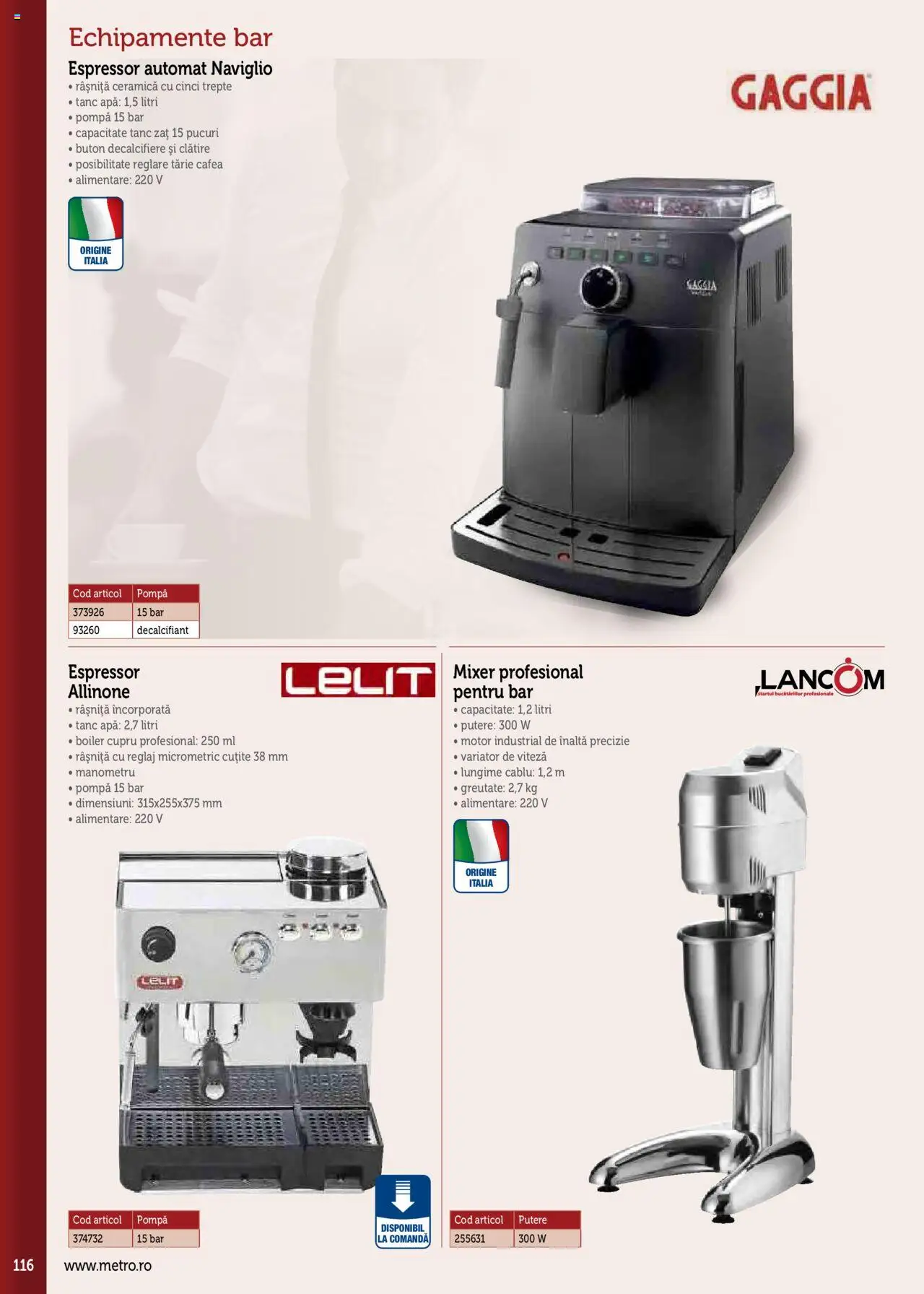 Catalog METRO 17 Septembrie 2025 - 30 Decembrie 2026 | Pagina 116 | Produse: Manometru, Mixer, Cafea, Apă