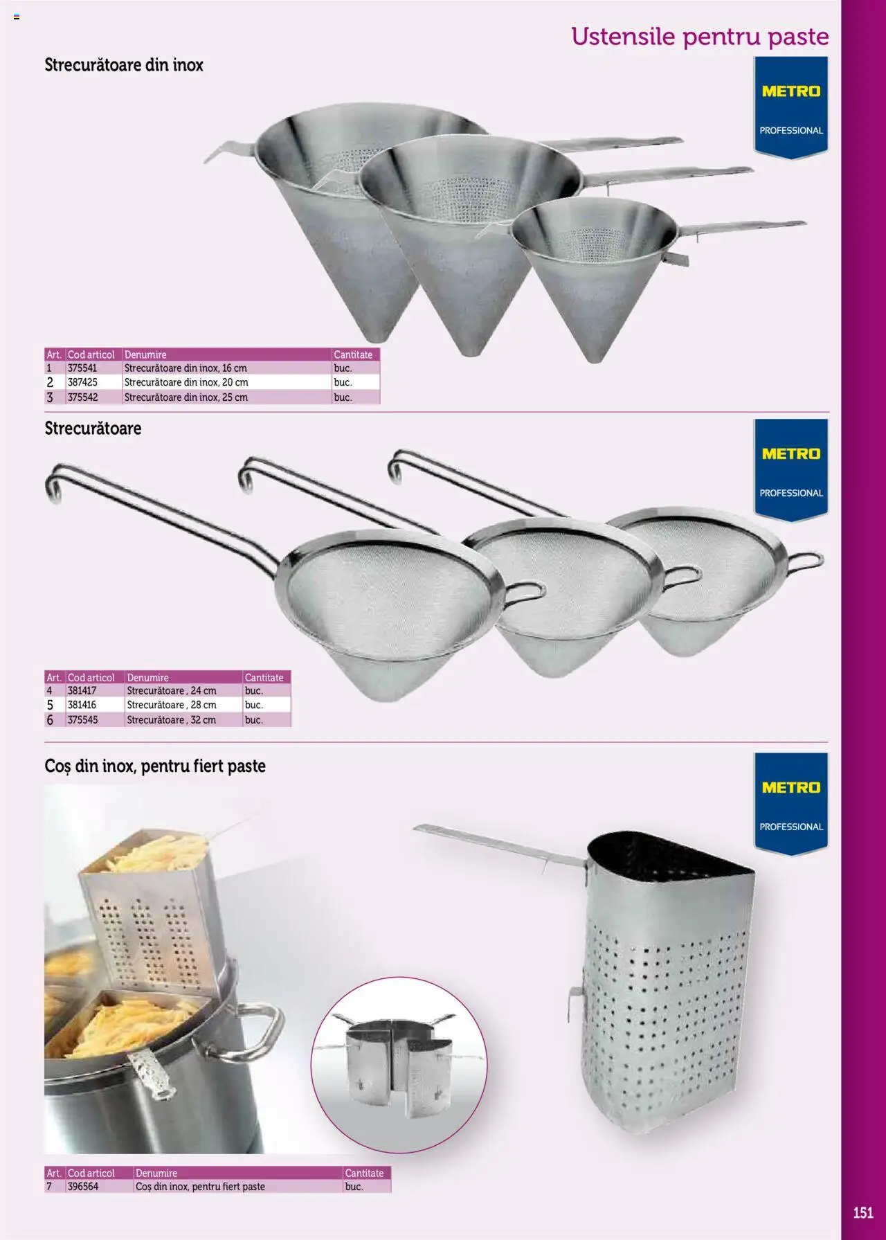 Catalog METRO 17 Septembrie 2025 - 30 Decembrie 2026 | Pagina 151 | Produse: Coș, Paste
