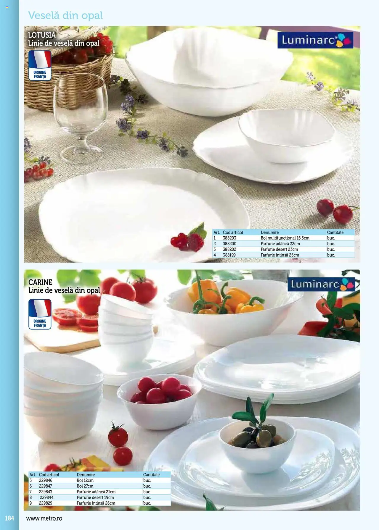 Catalog METRO 17 Septembrie 2025 - 30 Decembrie 2026 | Pagina 184 | Produse: Bol, Farfurie