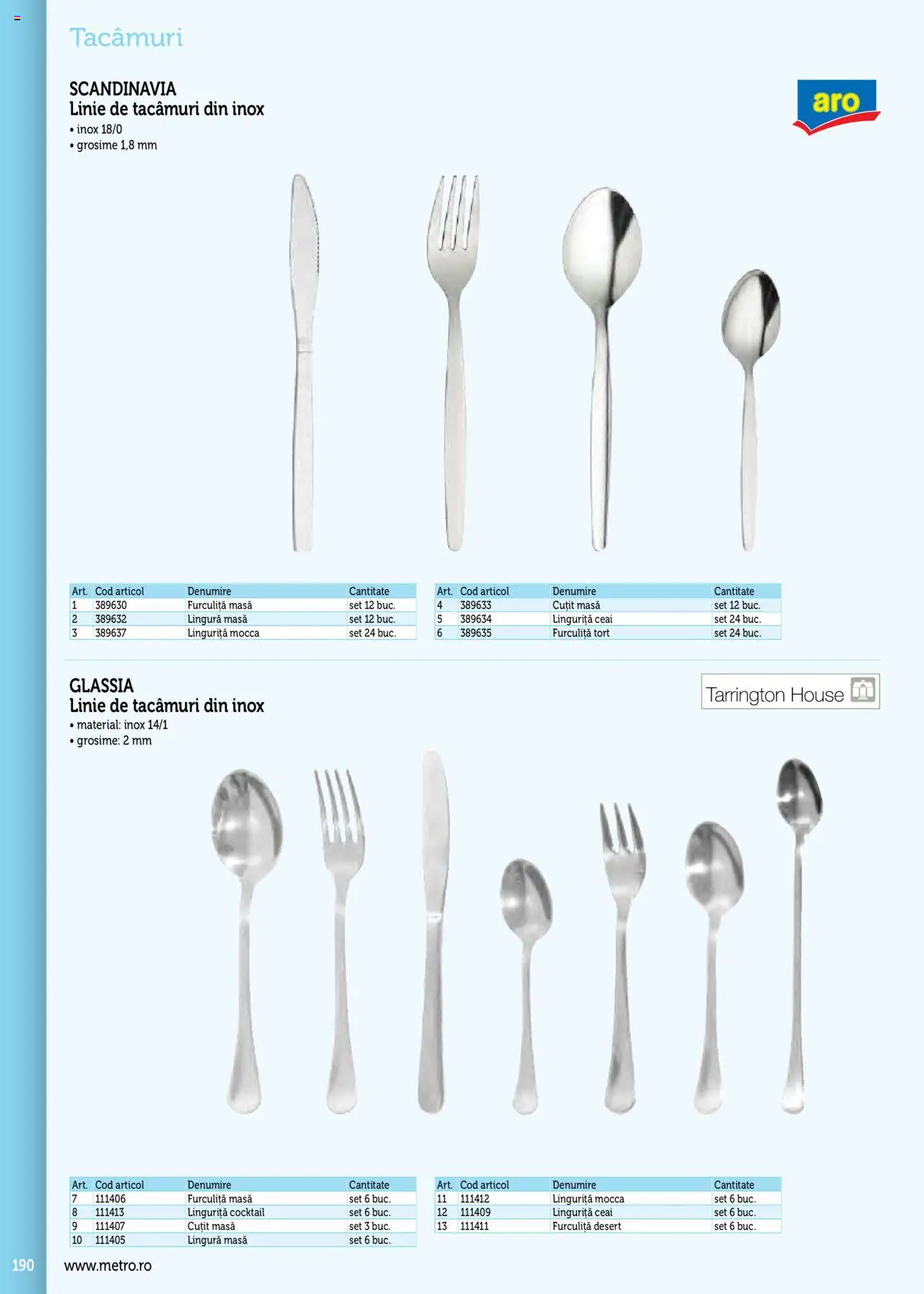 Catalog METRO 17 Septembrie 2025 - 30 Decembrie 2026 | Pagina 190 | Produse: Masă, Cuțit, Tort, Ceai