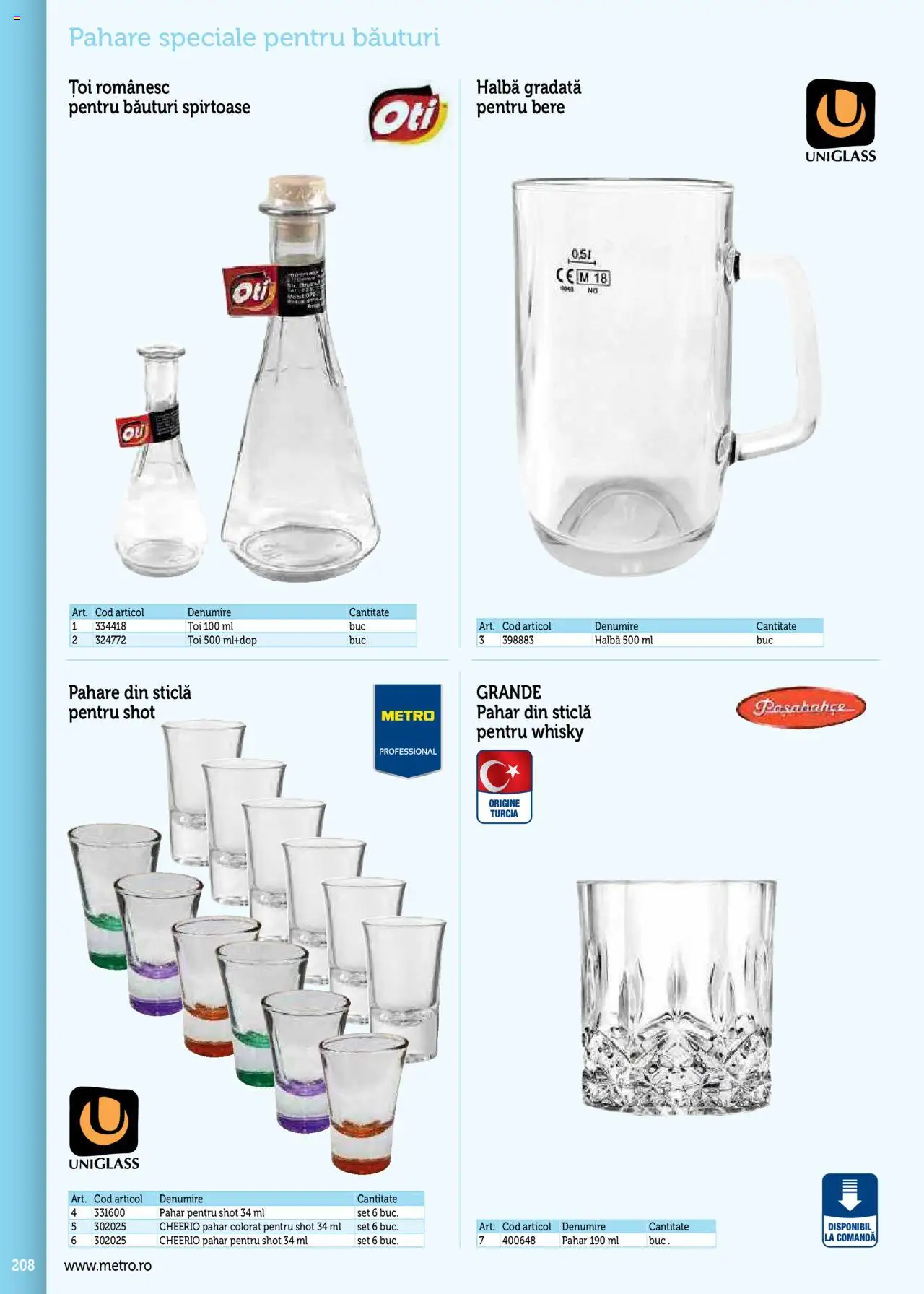 Catalog METRO 17 Septembrie 2025 - 30 Decembrie 2026 | Pagina 208 | Produse: Pahare, Bere