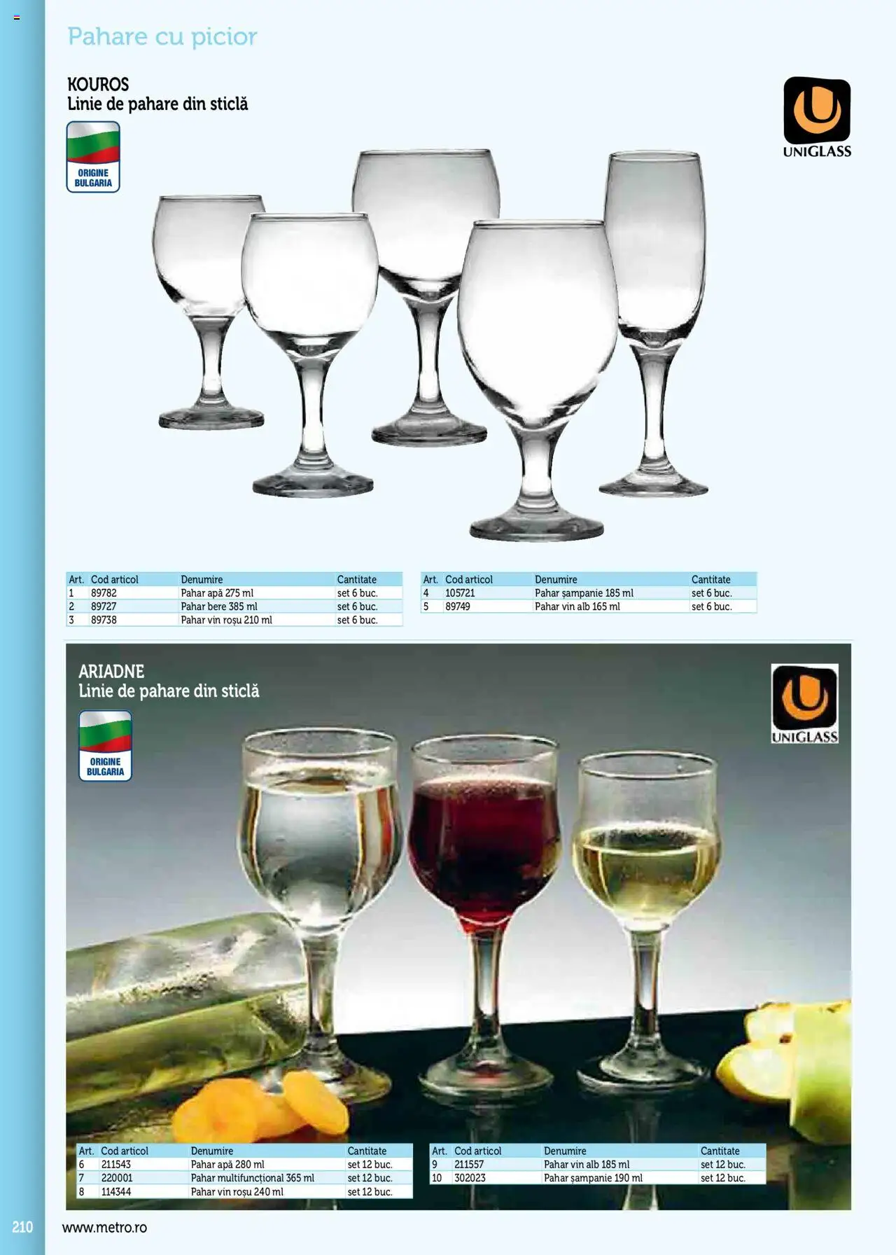 Catalog METRO 17 Septembrie 2025 - 30 Decembrie 2026 | Pagina 210 | Produse: Pahare, Vin, Bere, Apă