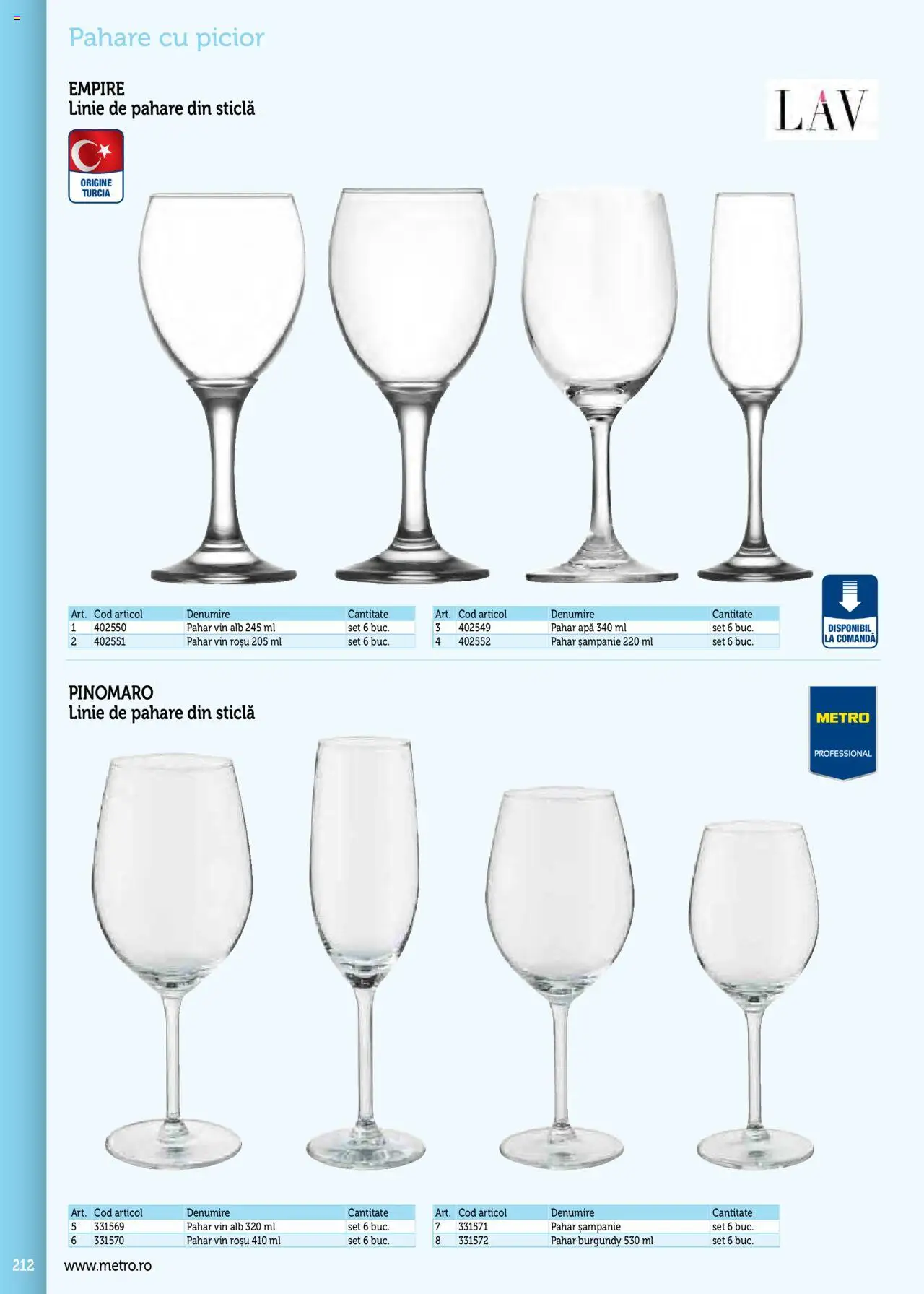 Catalog METRO 17 Septembrie 2025 - 30 Decembrie 2026 | Pagina 212 | Produse: Pahare, Vin, Apă