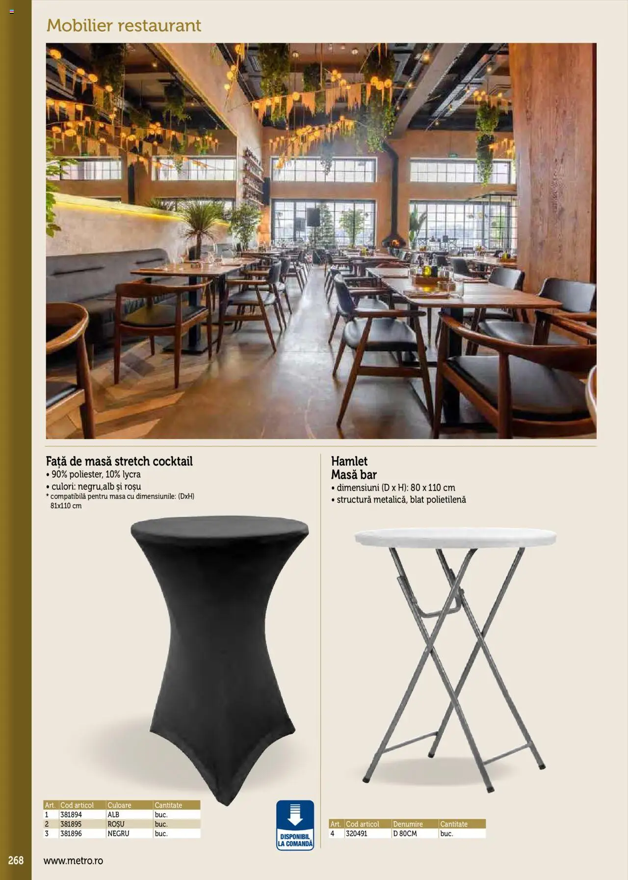 Catalog METRO 17 Septembrie 2025 - 30 Decembrie 2026 | Pagina 268 | Produse: Față de masă, Masă, Cocktail