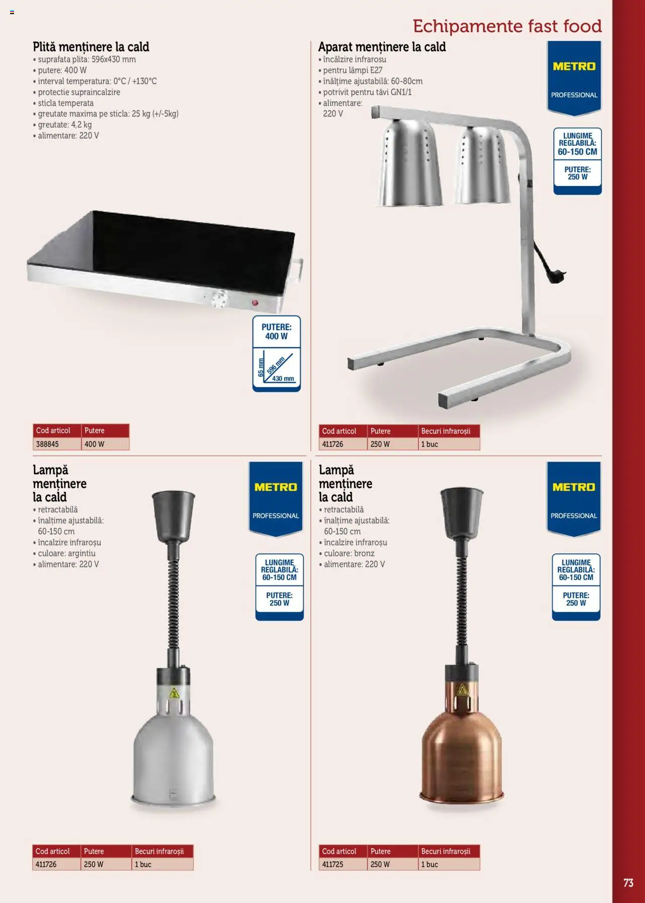 Catalog METRO 17 Septembrie 2025 - 30 Decembrie 2026 | Pagina 73 | Produse: Plită, Lampă