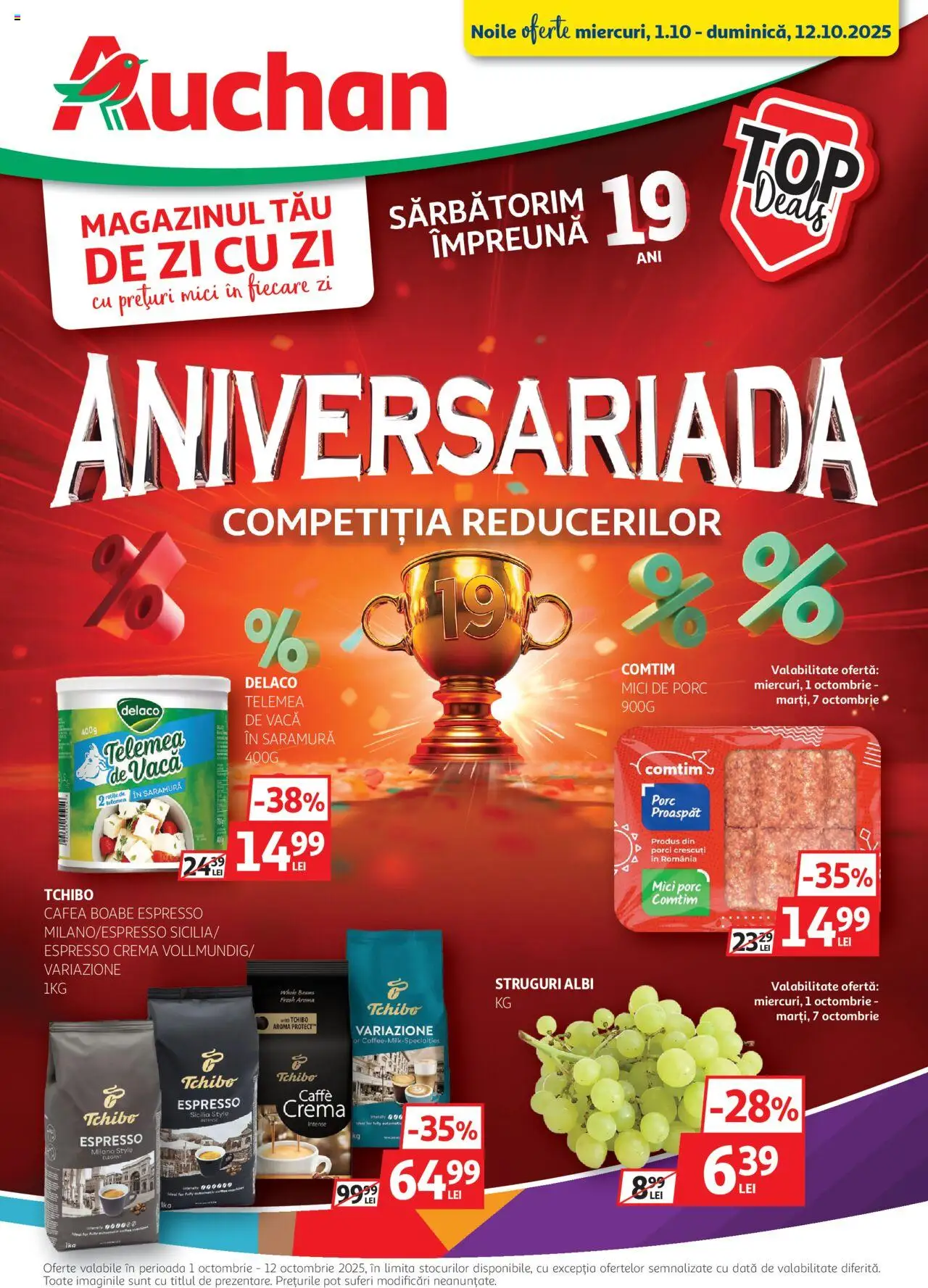 Catalog Auchan 1 - 11 Octombrie 2025 | Pagina 1 | Produse: Delgeç, Mici, Cremă, Cafea